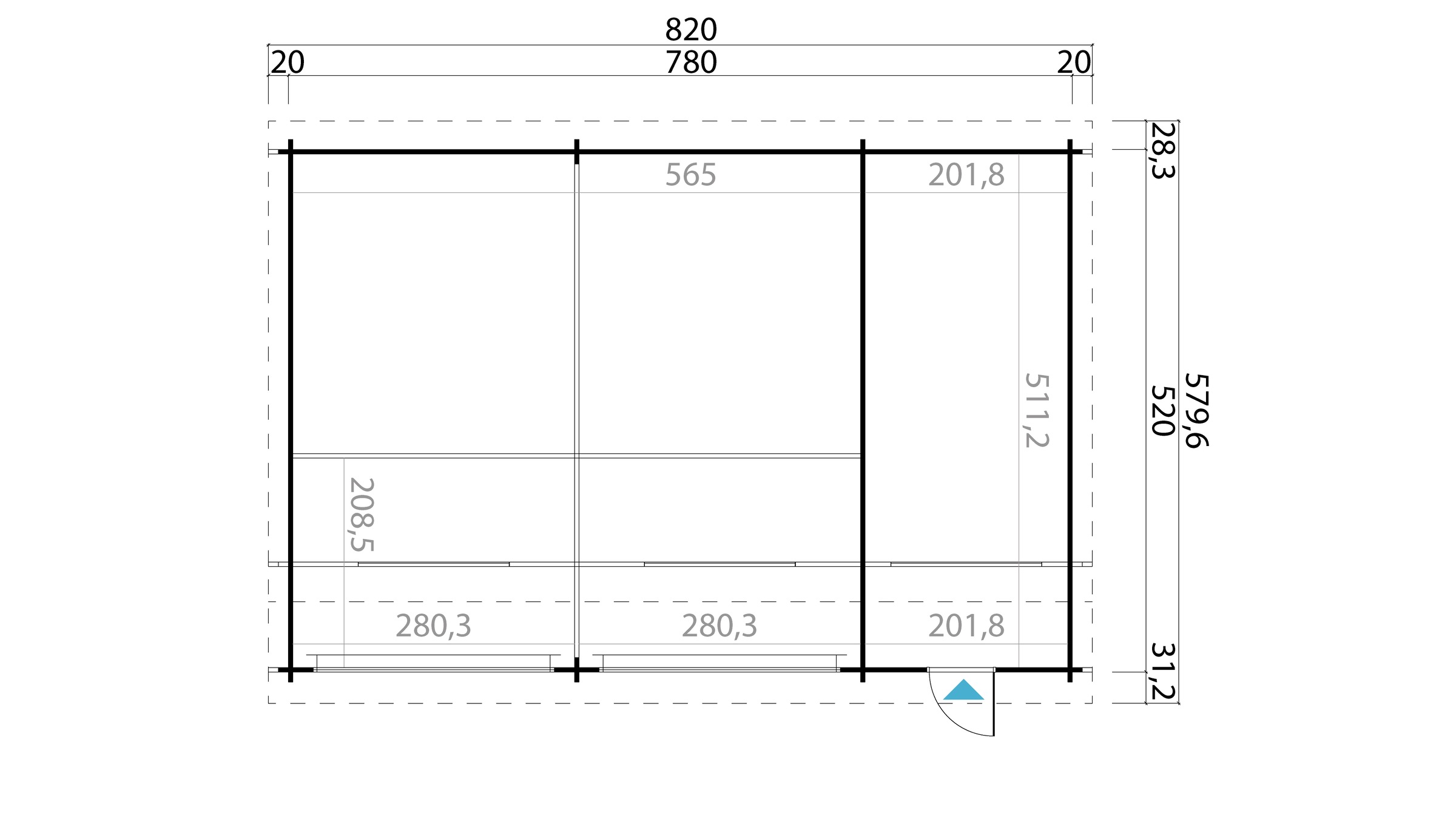 Nordic Holz Garage »HAWAII«, BxT: 820x579 cm, 207 cm Einfahrtshöhe, mit Schwingtor
