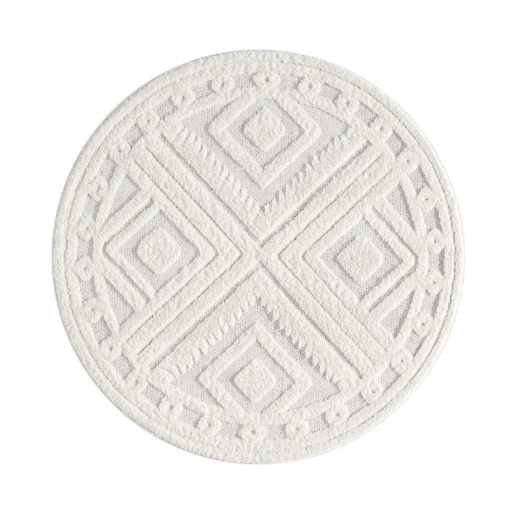 Carpet City Hochflor-Teppich »FOCUS777«, rund, 20 mm Höhe, Boho-Teppich, Hochtief-Muster/ 3D-Effekt, für Wohnzimmer, Schlafzimmer