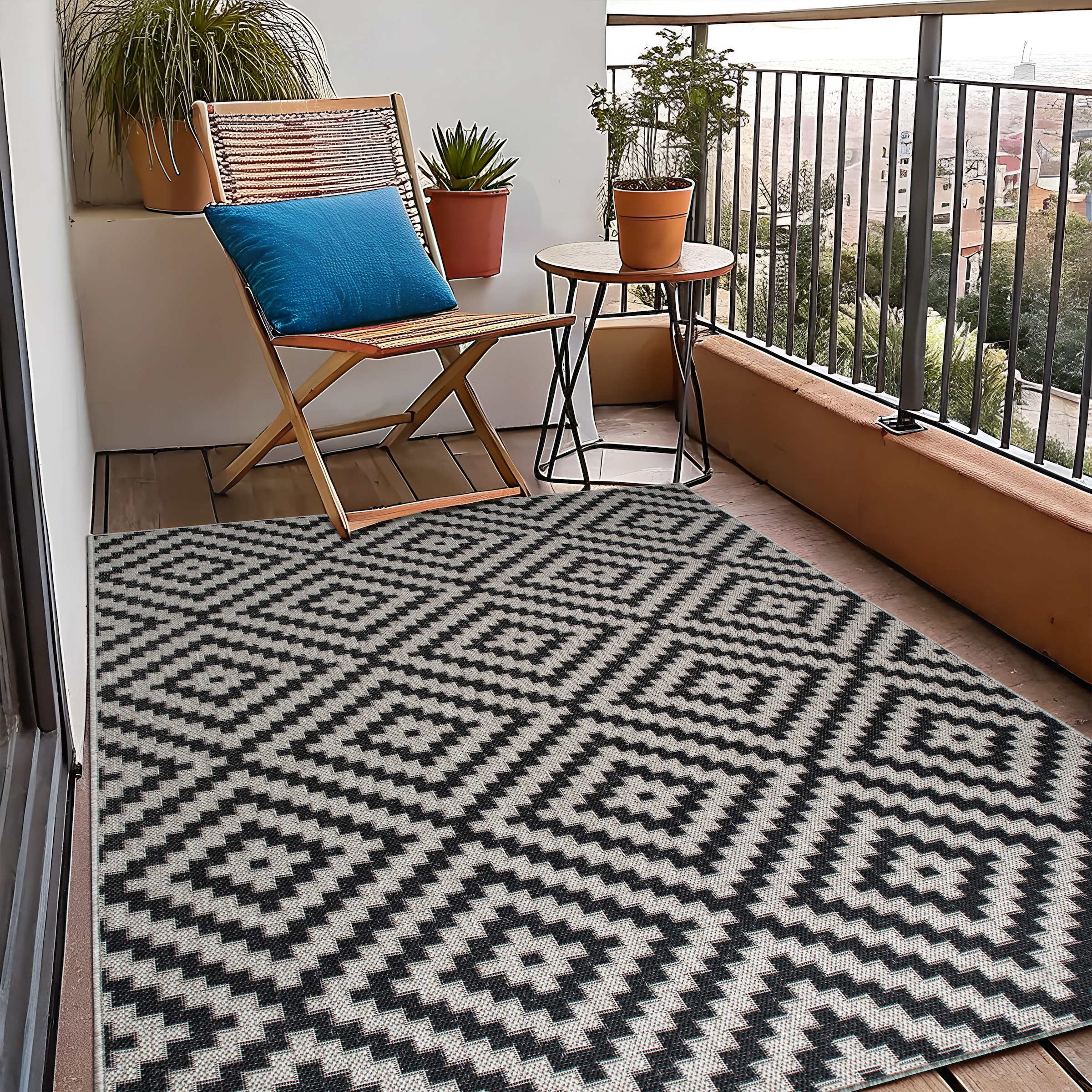my home Teppich »Cordoba auch als Läufer erhältlich«, rechteckig, 3 mm Höhe, In- und Outdoor geeignet, Sisal-Optik, Wetterfest & UV-beständig, Boho