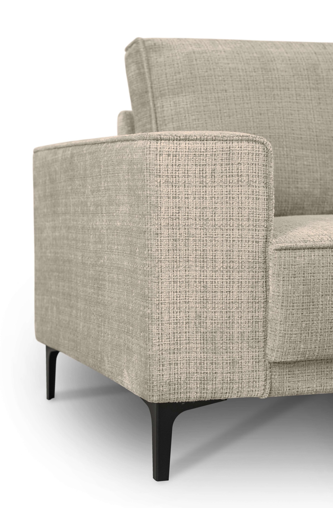 Places of Style Ecksofa »Polsterecke Oland, Struktur, Flachgewebe, Luxus-Microfaser, Boucle«, L-Form, 289 cm, Wellenunterfederung, Skandi-Design, Metallfüße