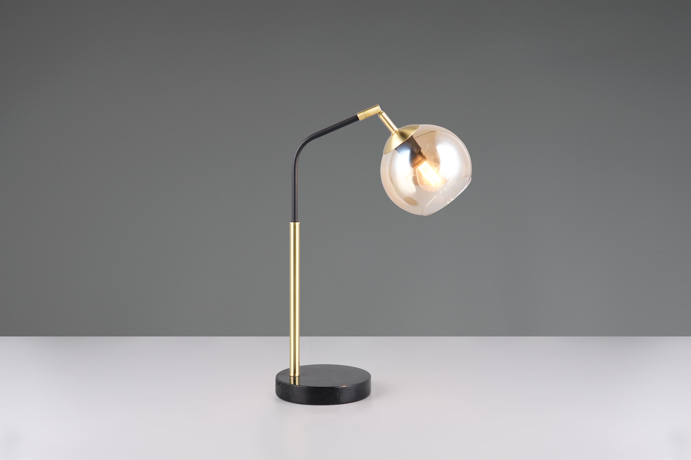 TRIO Leuchten Schreibtischlampe »PAXTON, exkl. 1x E14 max 10W, Leseleuchte Nachttischlampe«, 1 flammig, Leuchtmittel E14 | Leuchtmittel wechselbar, mit Glas Lampenschirm, Schnurschalter, Höhe 45 cm, Tiefe 28 cm