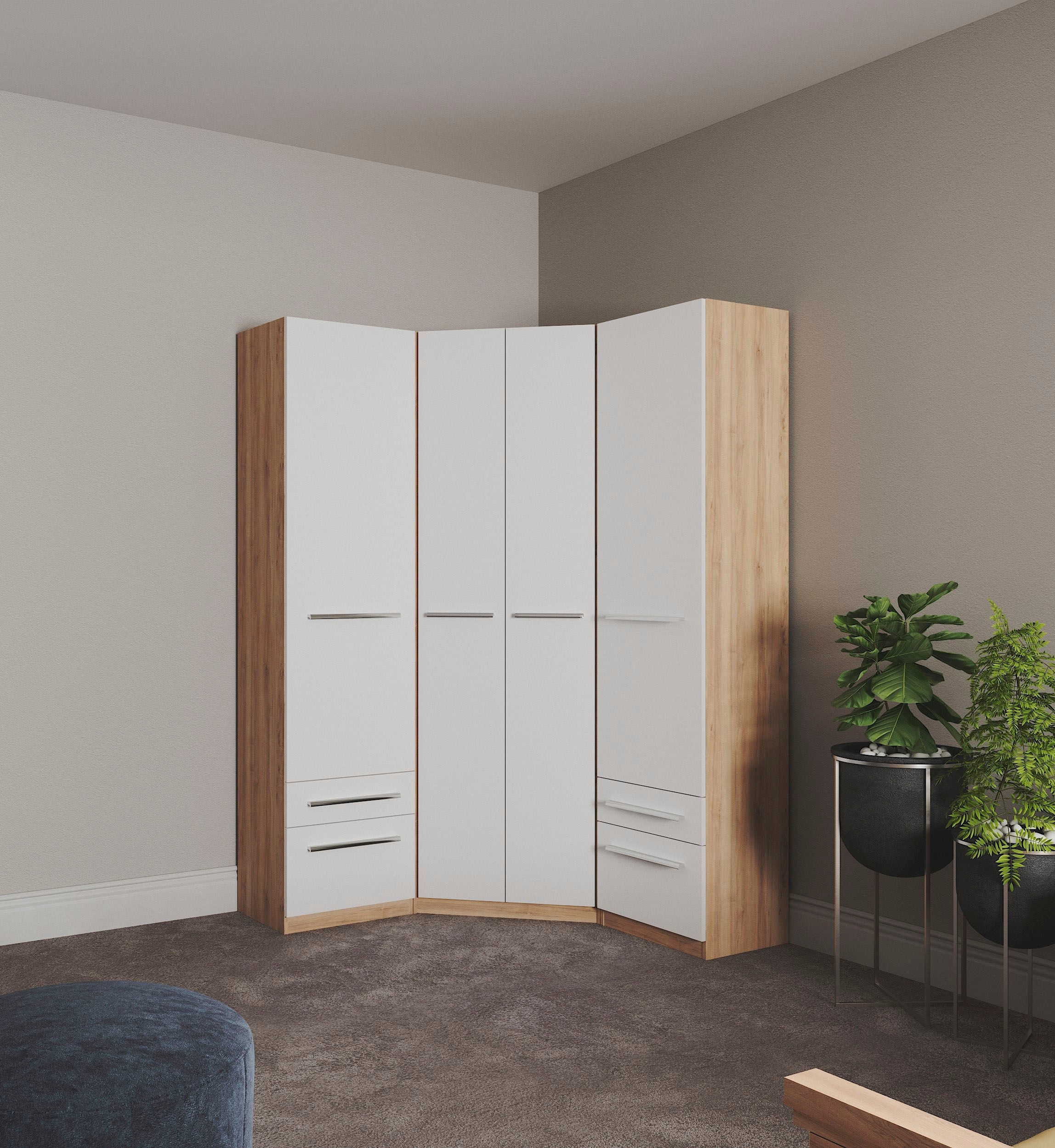 priess Kleiderschrank »Schrank Garderobe Wäscheschrank Barcelona in 5 Breiten«, viel Stauraum, geräumige Schubkästen, mit Spiegel, MADE IN GERMANY