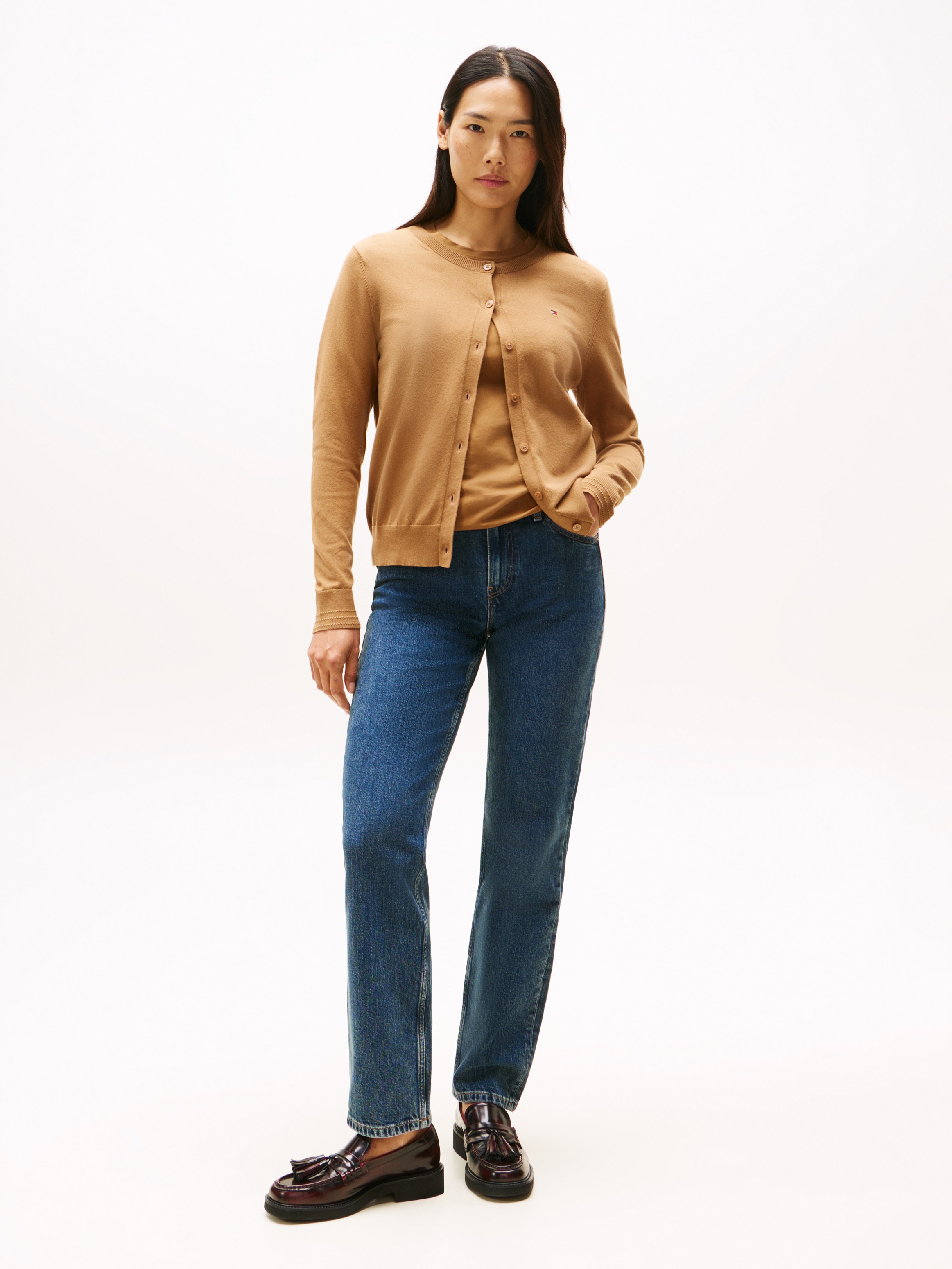 Tommy Hilfiger Cardigan »CO JERSEY STITCH CARDIGAN«, mit Logostickerei