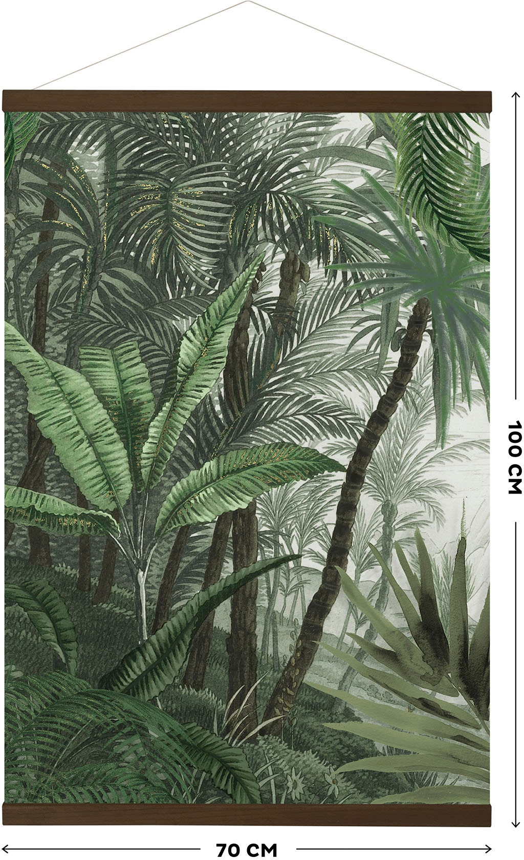 Art for the home Leinwandbild »Jungle Landschaft Grun«, (1 St.), Luxus Kakemono Leinen Wandposter 100x70cm