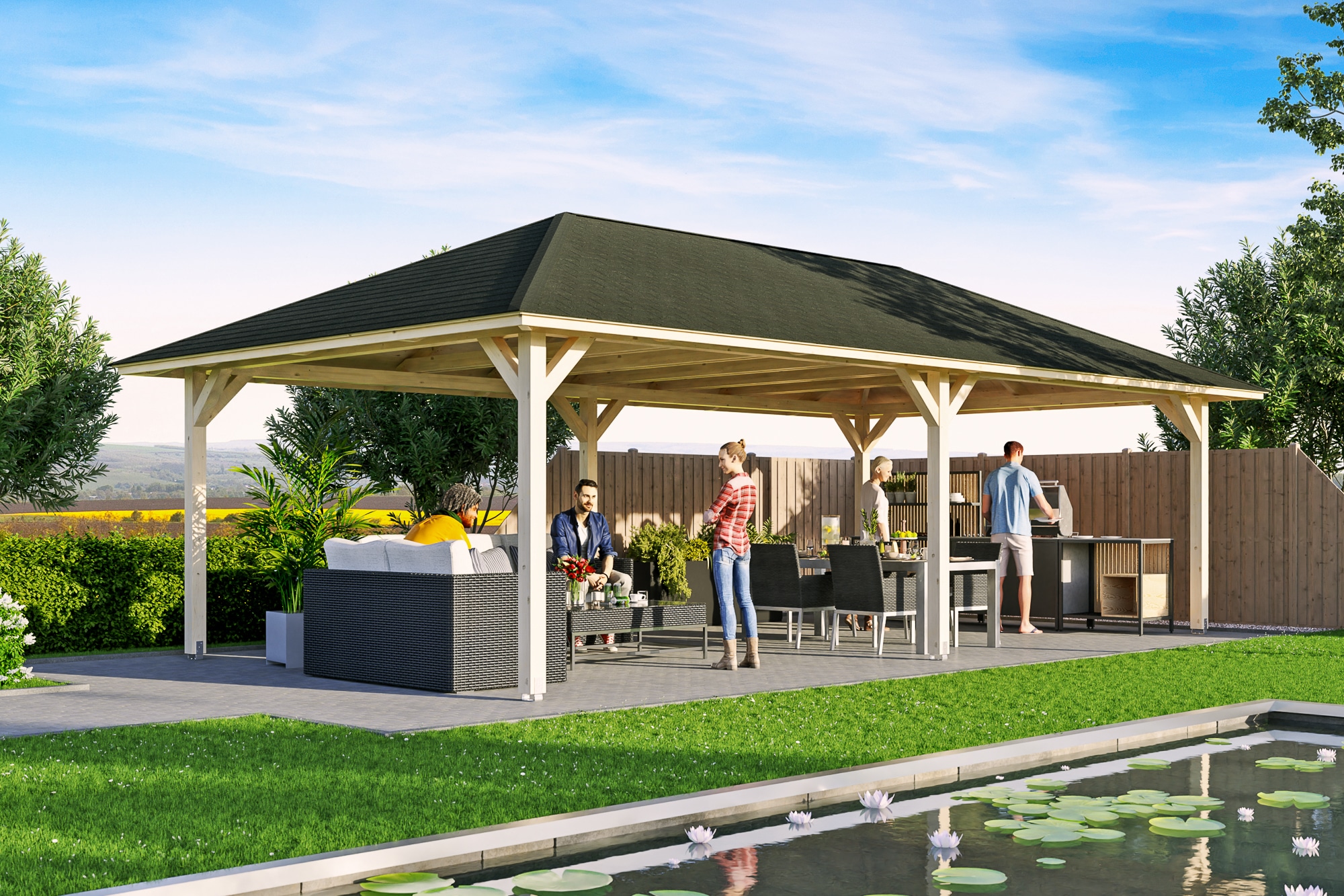 Skanholz Holzpavillon »Orleans 3«, Leimholz, 424 x 836 cm