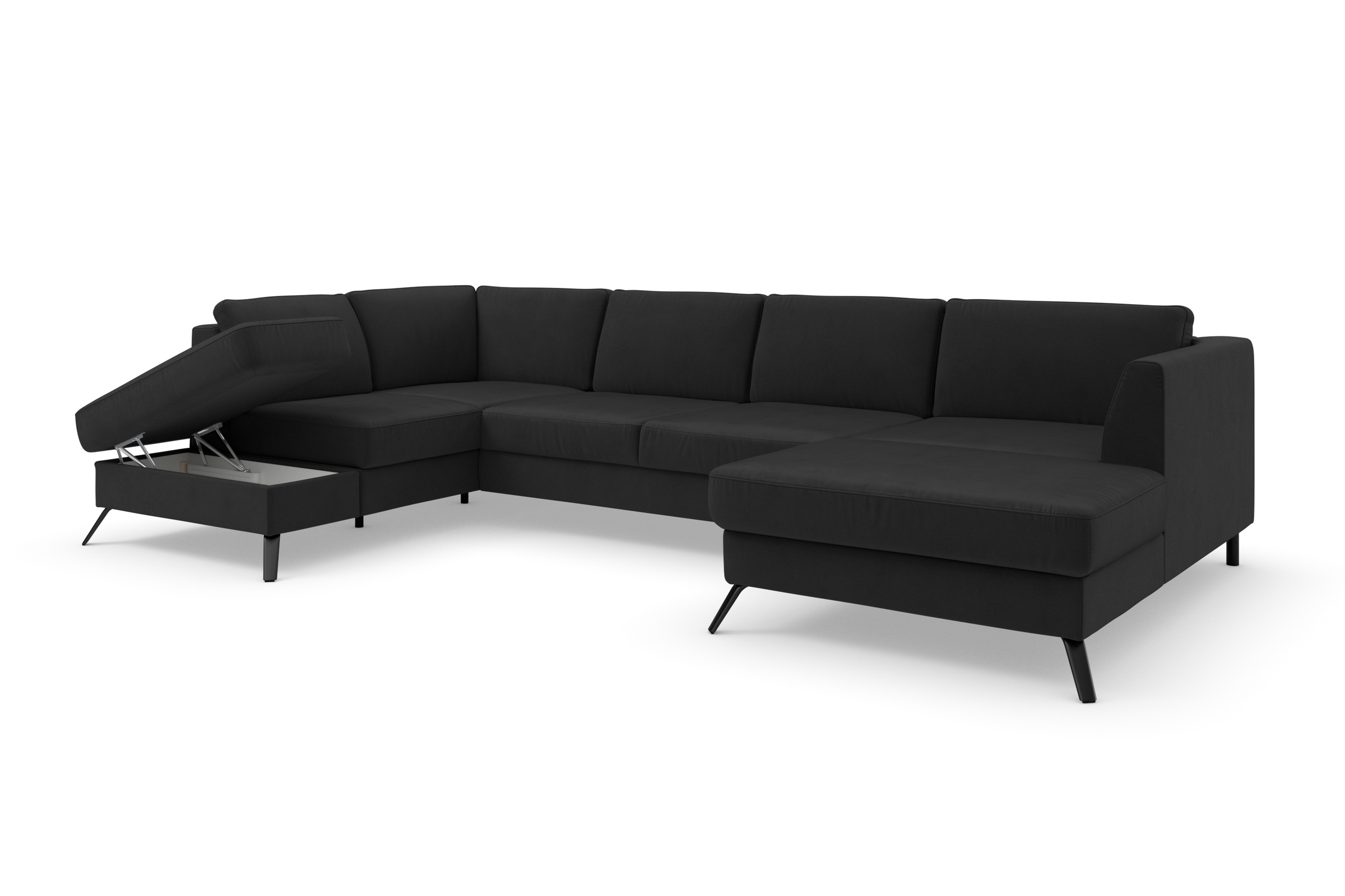 sit&more Wohnlandschaft »Olsen U-Form«, inklusive Sitztiefenverstellung, wahlweise mit Bettfunktion, 15cm hoch
