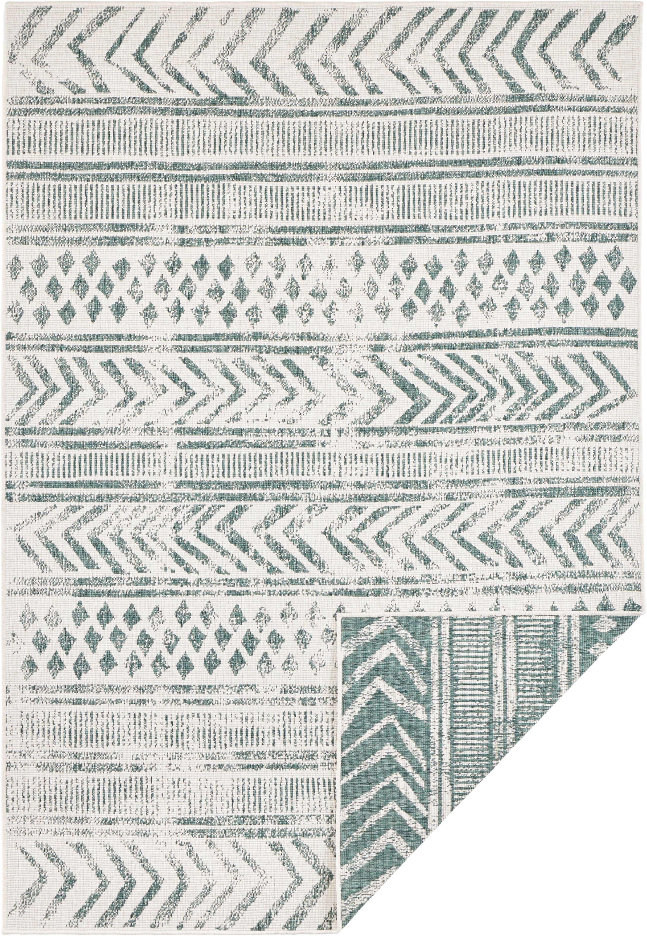 NORTHRUGS Teppich »BIRI Wendeteppich«, rechteckig, 5 mm Höhe, In-& Outdoor, Wetterfest, Balkon, Läufer, Wohnzimmer, Wasserfest, Boho