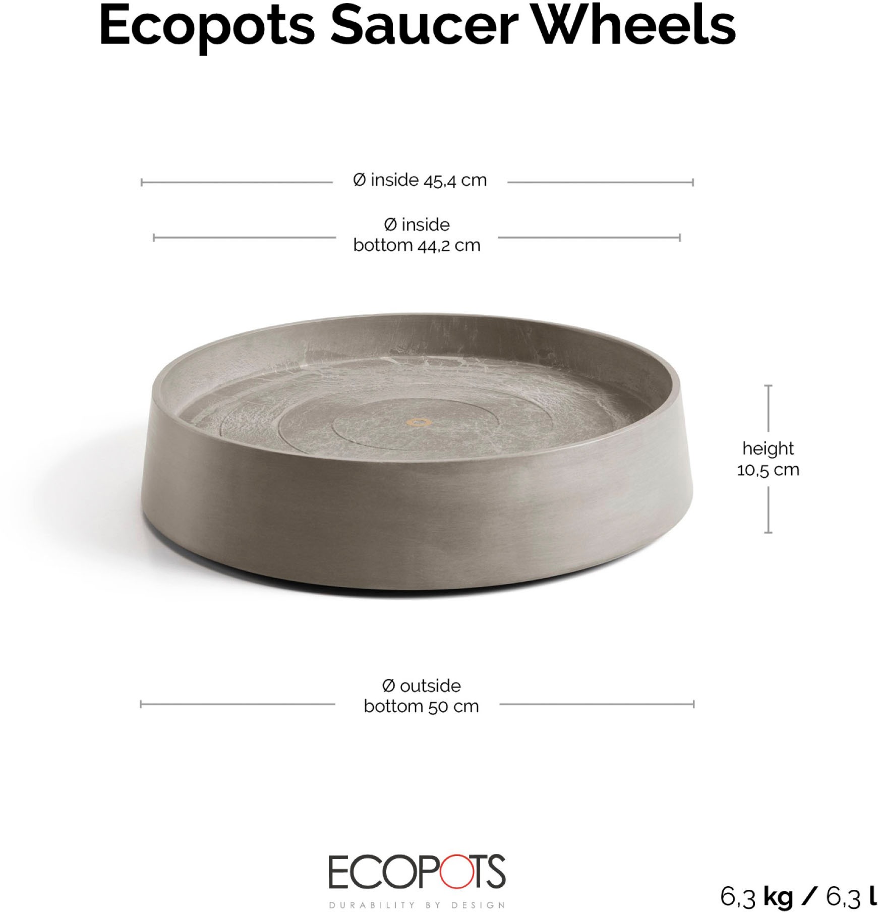 ECOPOTS Topfuntersetzer »mit Rollen Oslo 55 Taupe« für innen und außen: frostsicher, bruchsicher und lichtbeständig