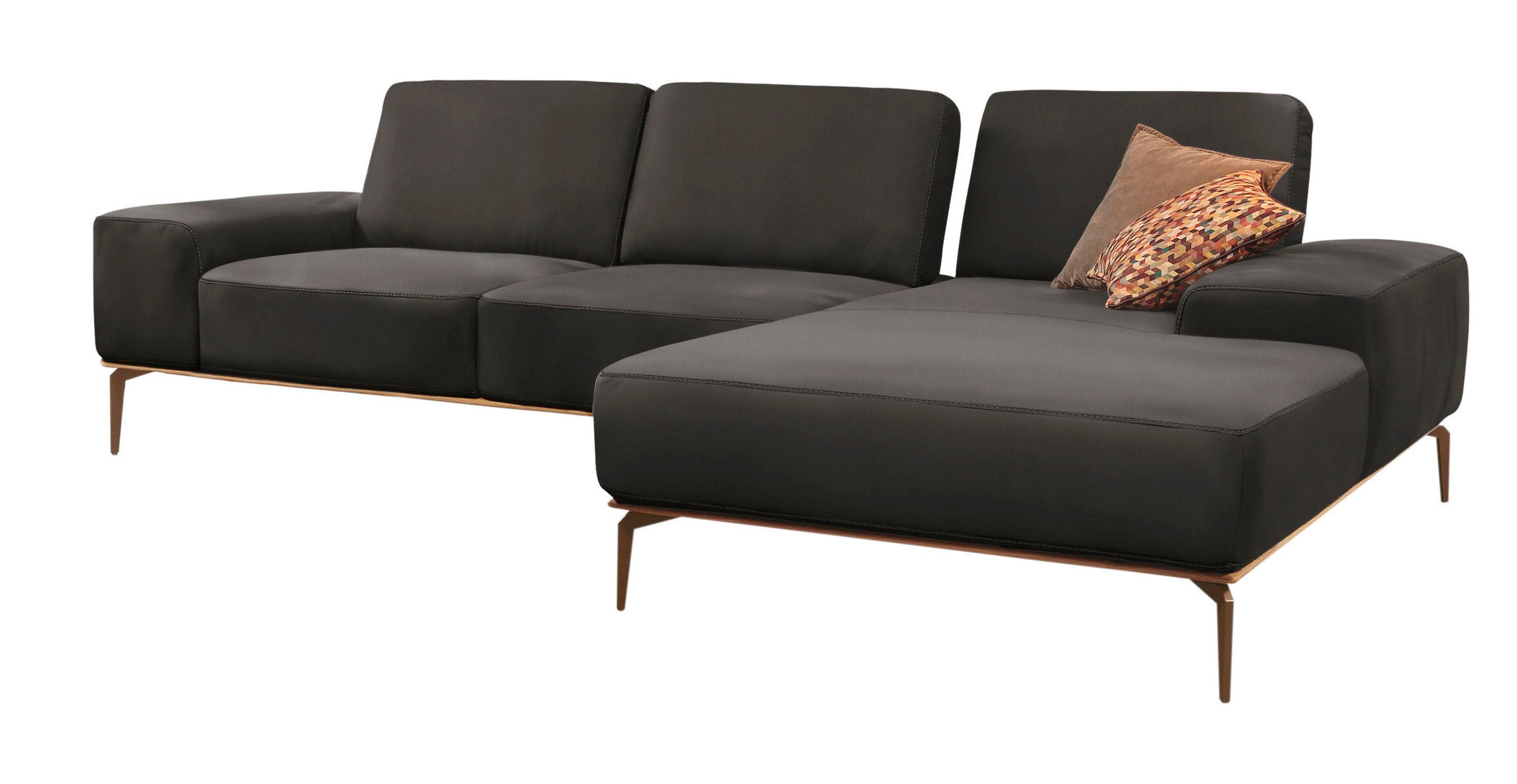 W.SCHILLIG Ecksofa »run, Designsofa mit tollem Sitzkomfort, bequem, L-Form«, mit Holzsockel, Füße in Bronze pulverbeschichtet, Breite 319 cm