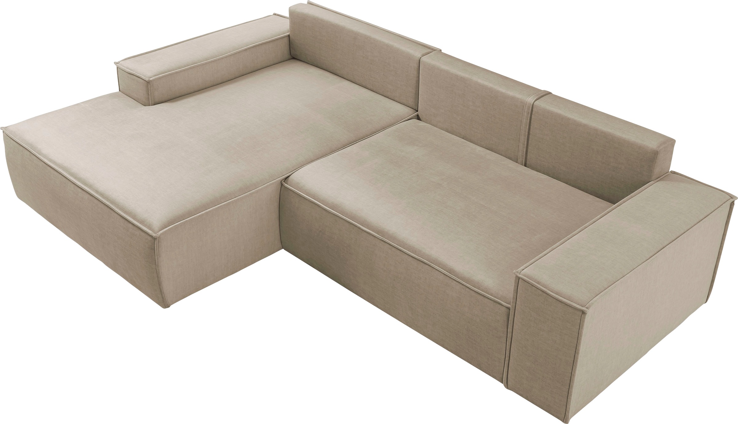Home affaire Ecksofa SHERWOOD Schlafsofa 267 cm, L-Form, Schlaffunktion mit Bettkasten (210x136 cm), Cord, Vintage, Samtvelours