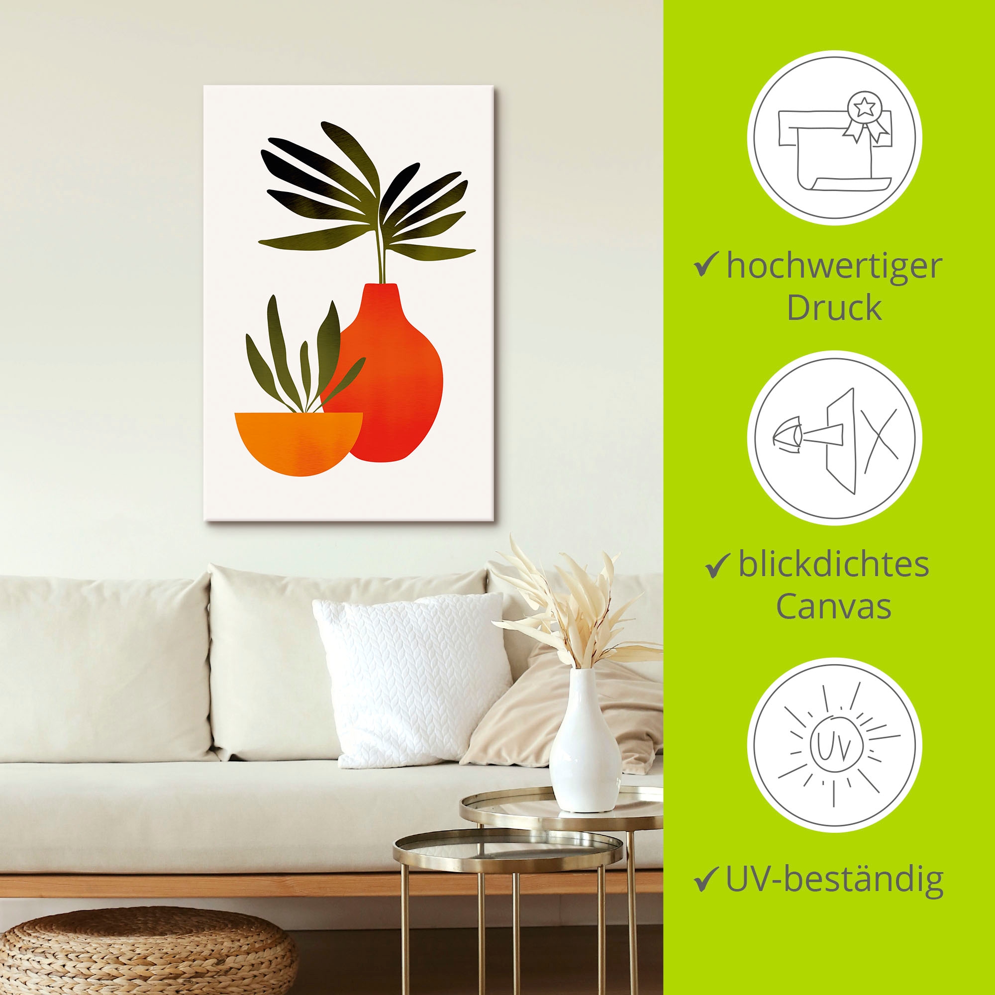Artland Wandbild »Skandinavisches Stillleben«, Vasen & Töpfe, (1 St.), als Alubild, Outdoorbild, Leinwandbild, Poster in verschied. Größen