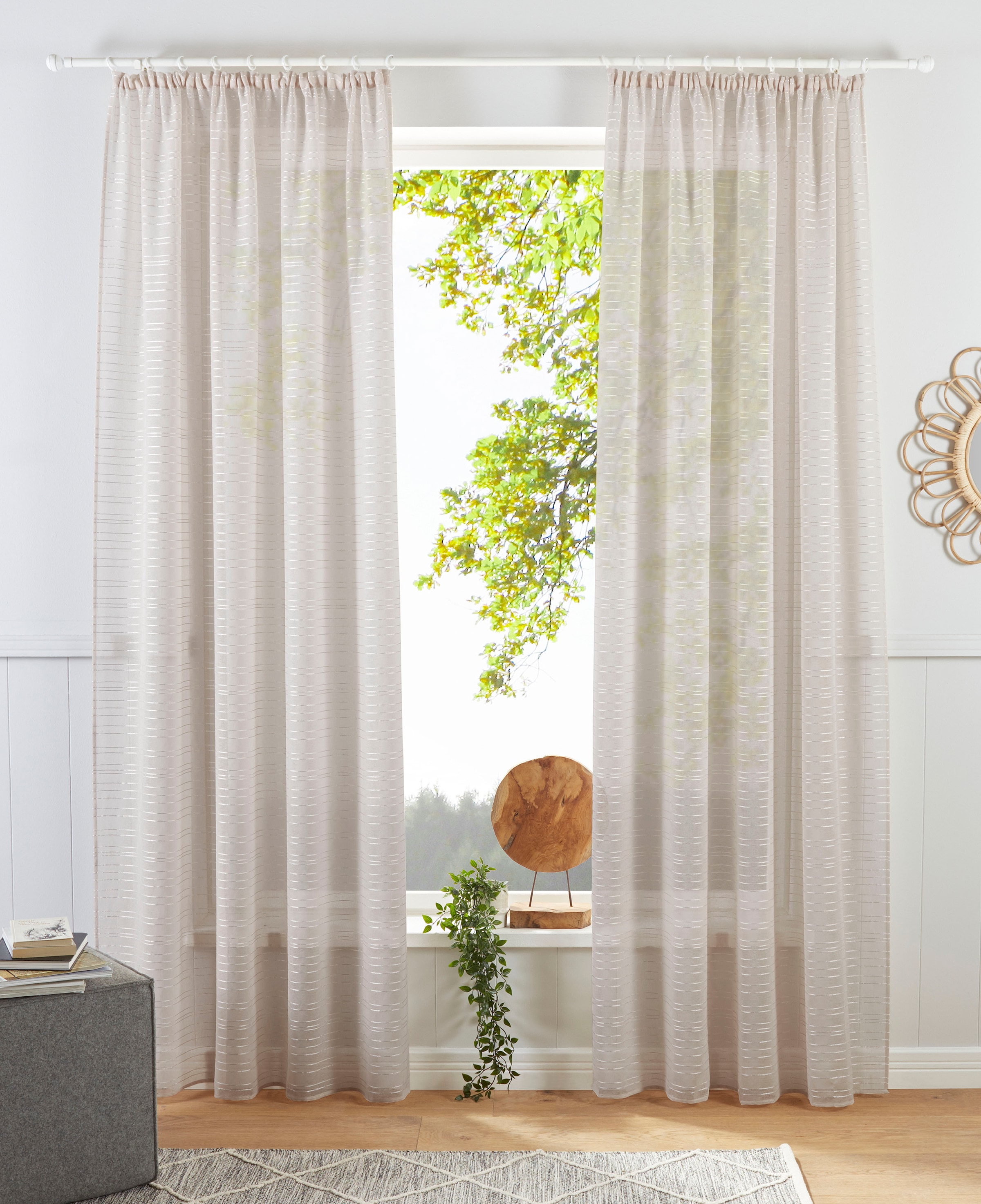 Bruno Banani Gardine »Linus« Kräuselband 1 Stk. tlg. 1 Schal, eingewebte Qu günstig online kaufen