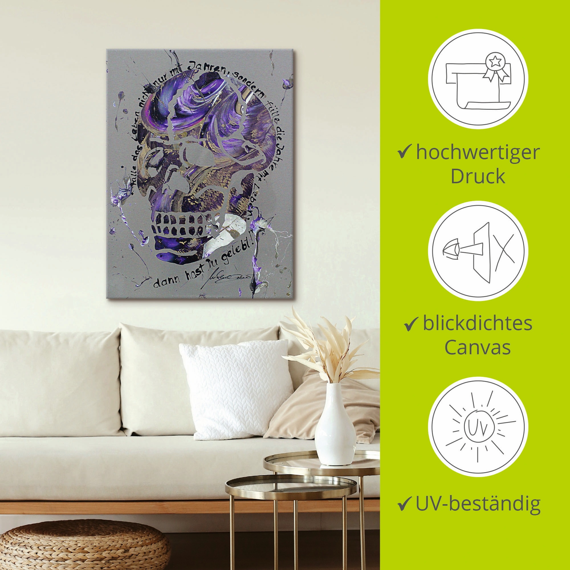 Artland Leinwandbild »Totenkopf 3« Körper 1 Stk. tlg. als Leinwandbild in verschied. Größen