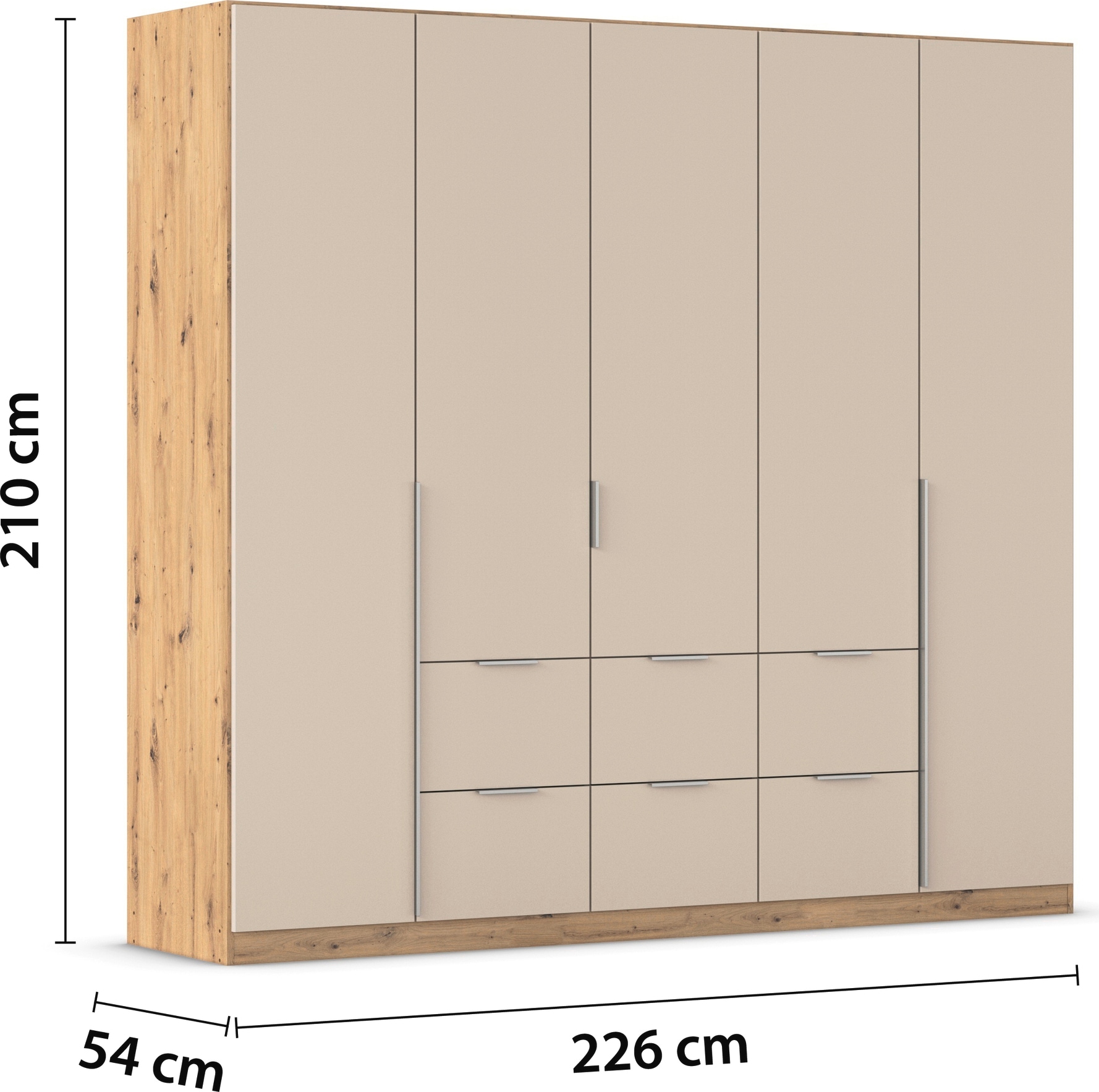 rauch Drehtürenschrank »Kleiderschrank Schrank Garderobe AGORDO mit Dekor- oder Hochglanzfront«, (in zwei Griff-Farben mit Dekor- oder Hochglanzfront), mit Außenschubkästen, in 6 Breiten und 2 Höhen MADE IN GERMANY