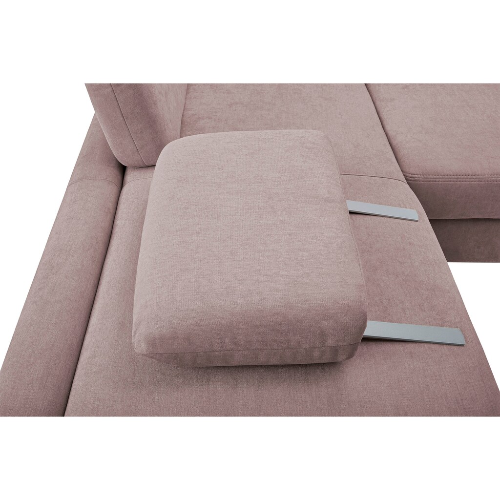 CALIZZA INTERIORS Ecksofa »Jade«, Kopfteilverstellung und Sitztiefenverstellung, wahlweise Bettfunktion