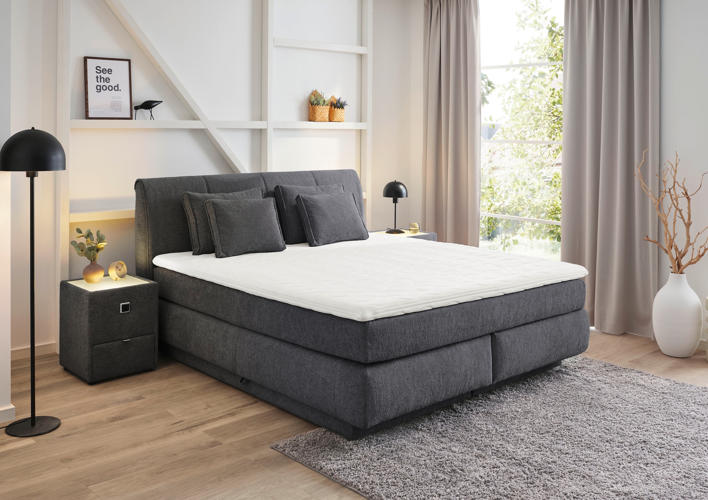Jockenhöfer Gruppe Boxspringbett »"Carla", OTTOs Choice! Topseller, wahlweise mit oder ohne Bettkasten«, inkl. 4 Kissen, erhältlich in den Breiten 160 & 180cm