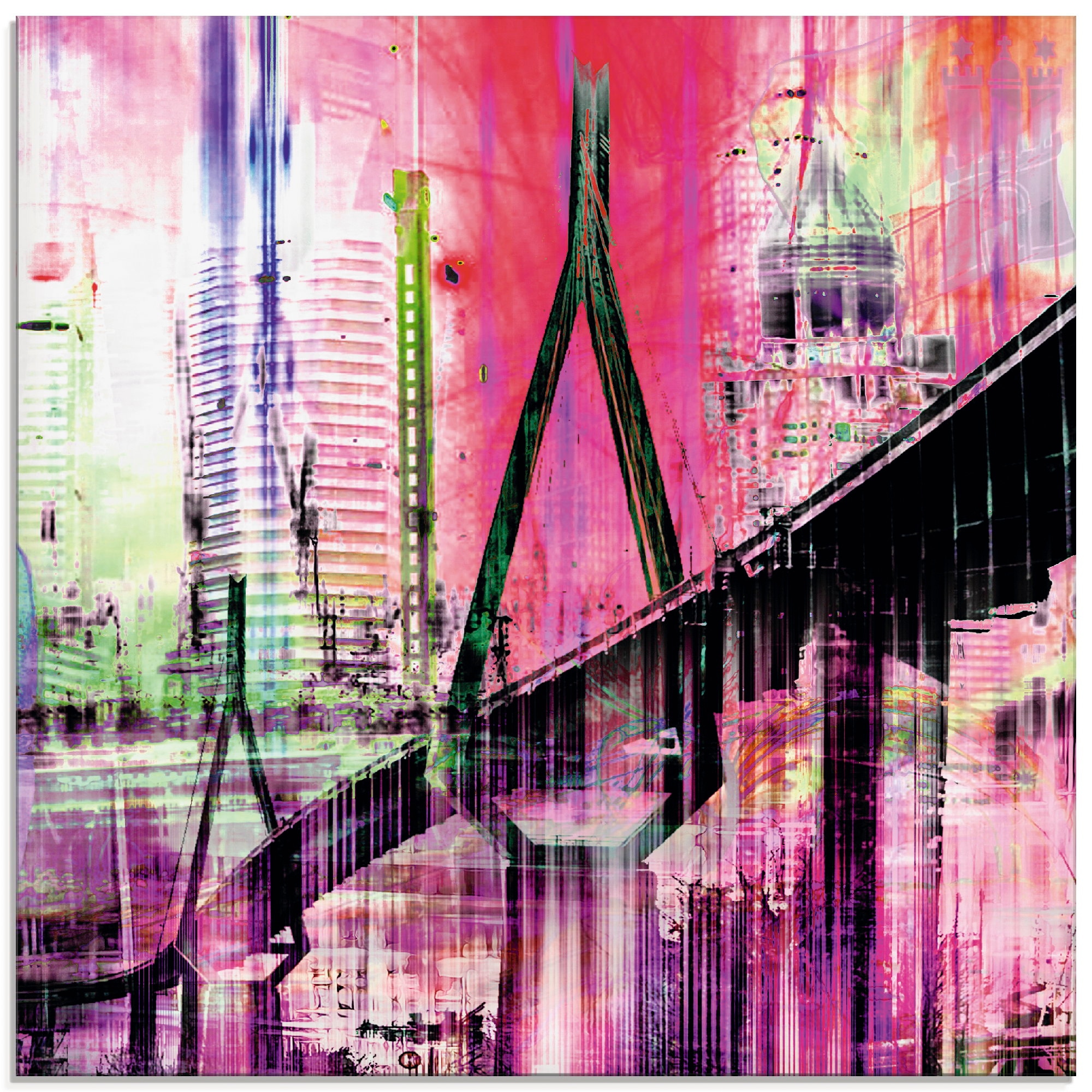 Artland Glasbild »Hamburg Skyline Abstrakte Collage«, Deutschland, (1 St.), in verschiedenen Größen