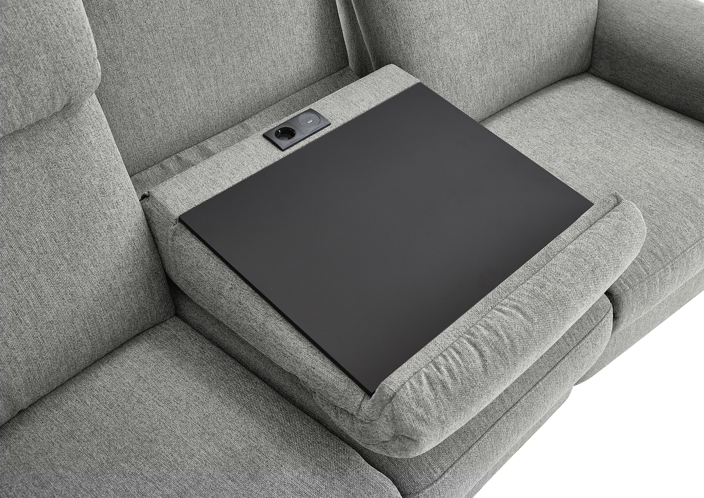 Home affaire 3-Sitzer »Turin Sofa mit elektrischer Relaxfunktion, Breite 226 cm« inkl. Tisch, USB & Steckdose, Federkern & pflegeleichtem Bezug