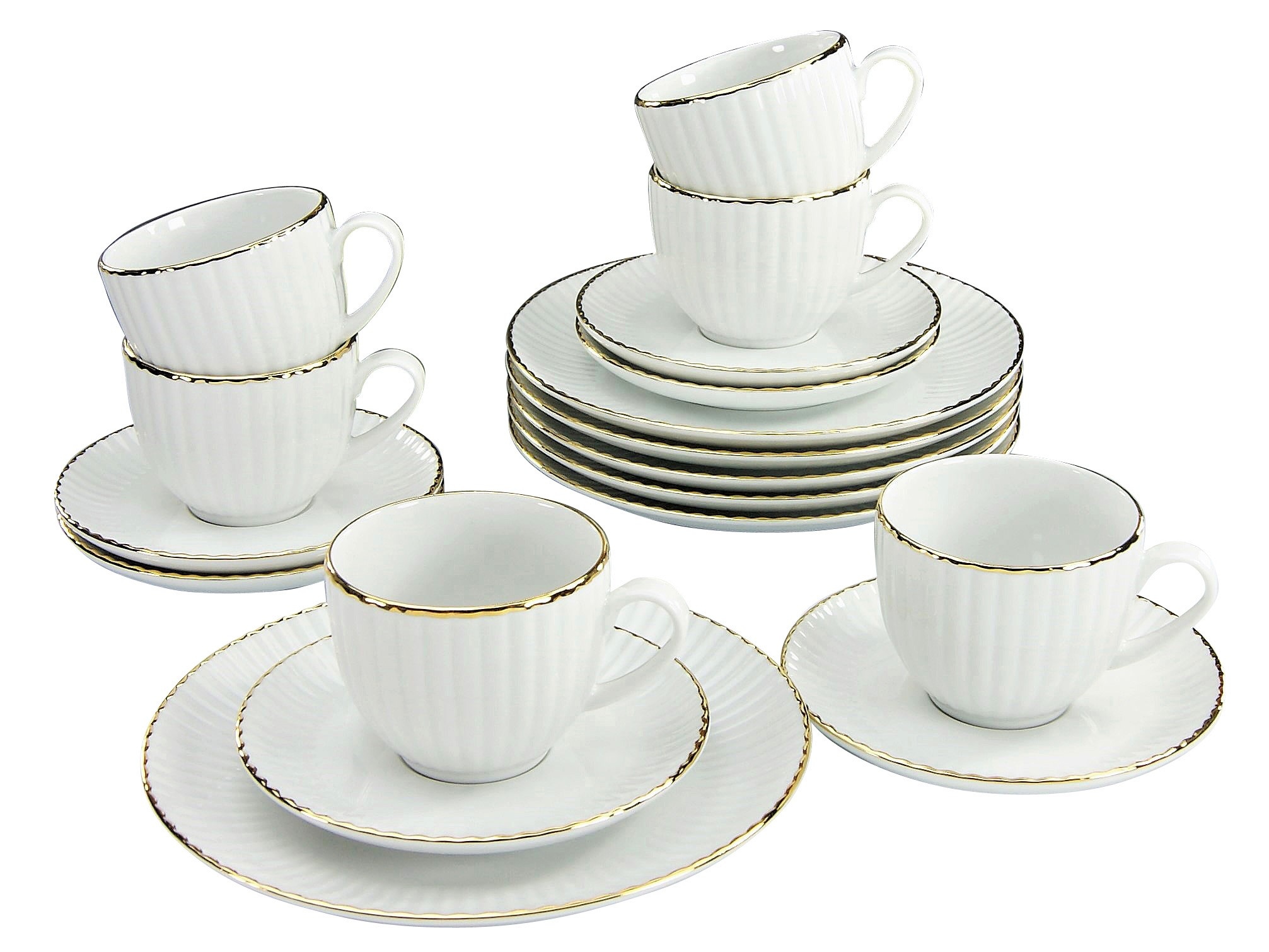 my home Kaffeeservice »Geschirr-Set, Service Elisetta«, (Set, 18 tlg.), Gol günstig online kaufen