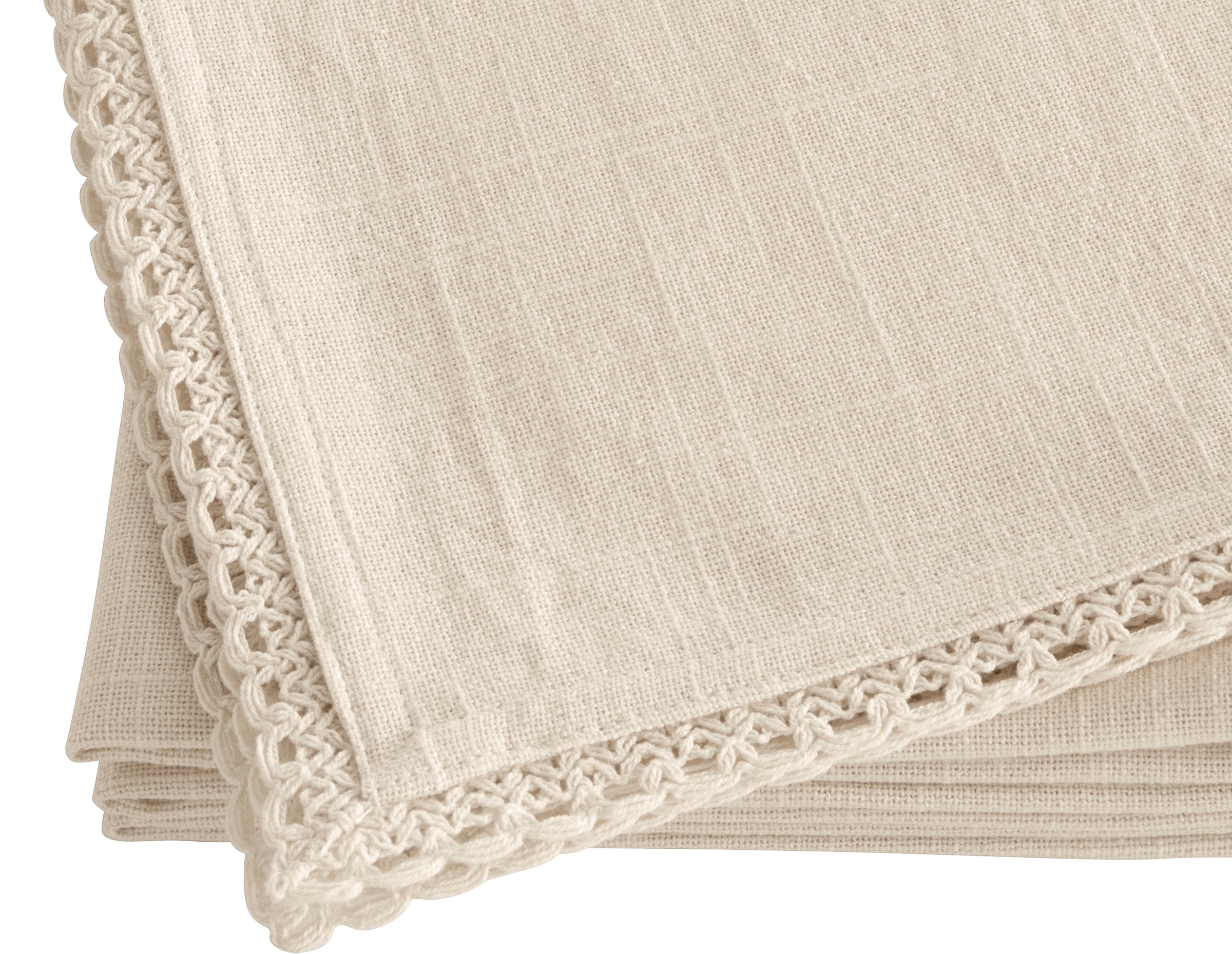 OTTO home Stoffserviette »Elyna«, (4 St.), uni, mit schöner Spitze, weiche Haptik, 45x45 cm, Leinenoptik