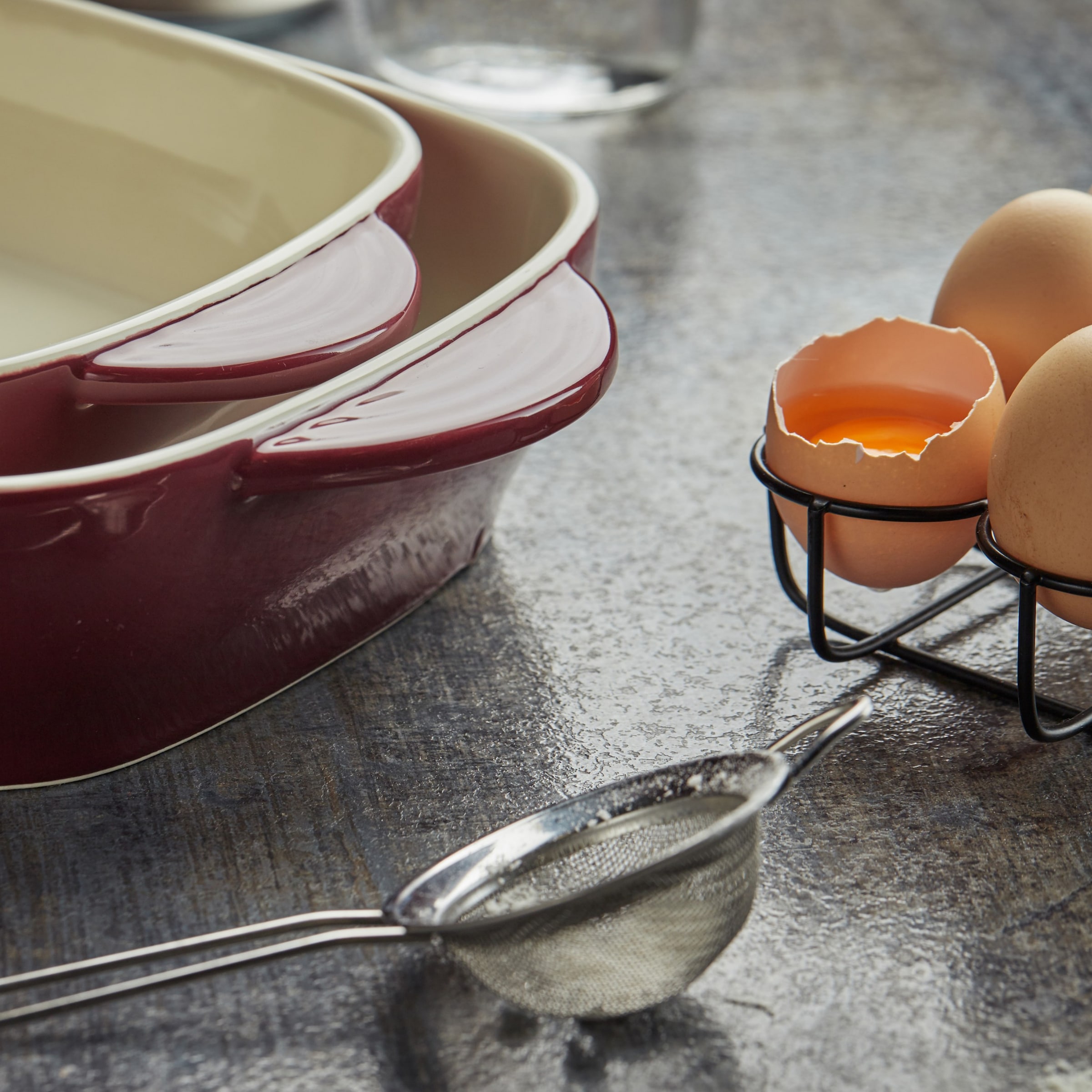 RESTO Kitchenware Auflaufform »Fornax Backform Lasagneform Ofenform Spülmaschinengeeignet«, Keramik, (1 St.), Rechteckig aus Keramik, rot, in 2 Größen, für Brot, Lasagne, Brownie