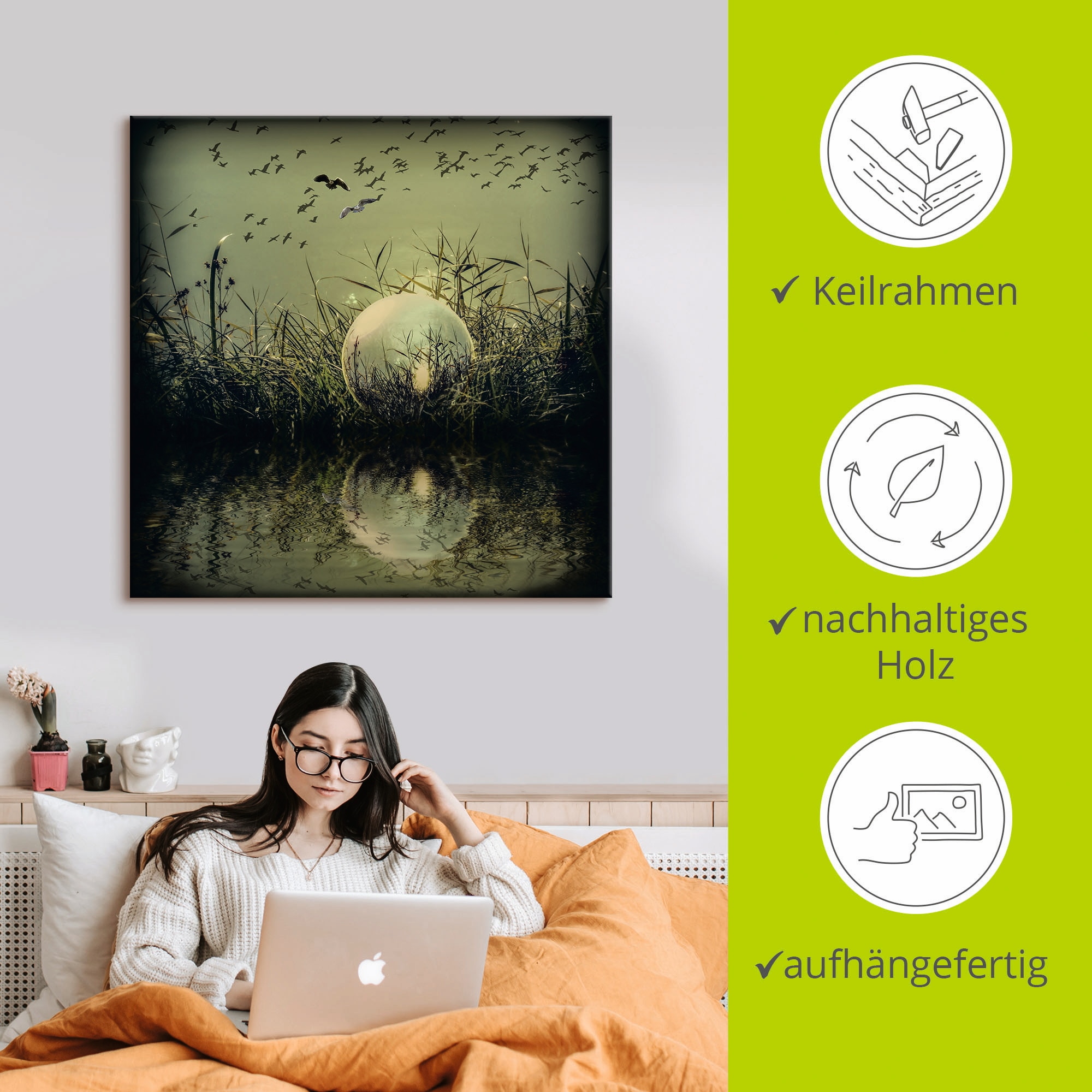 Artland Wandbild »In der Glaskugel - Mystische Au«, Landschaften, (1 St.), als Alubild, Outdoorbild, Leinwandbild, Poster in verschied. Größen