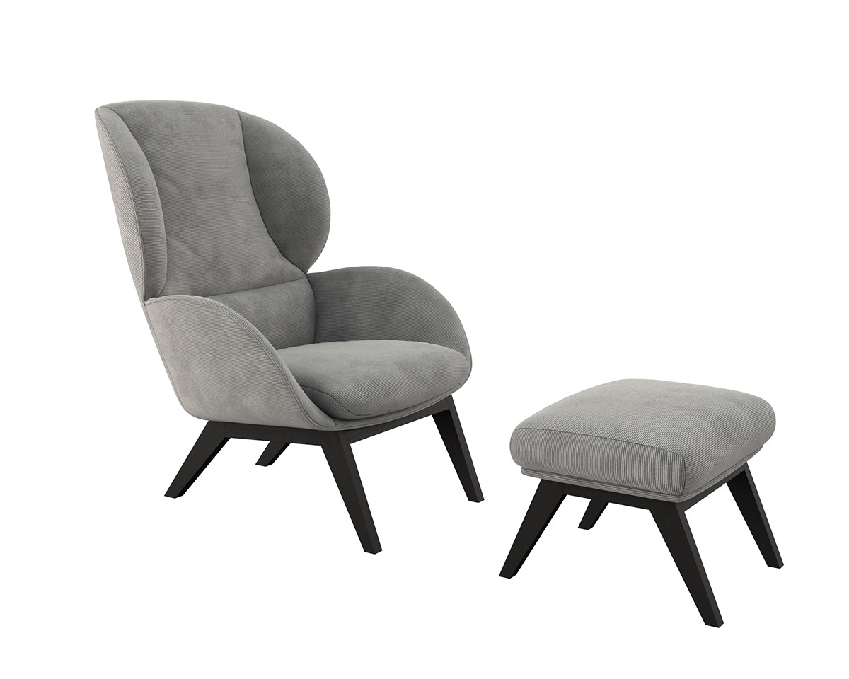 FLEXLUX Polsterhocker »Adria«, Fuß schwarz, Fußhocker für Ohrensessel günstig online kaufen