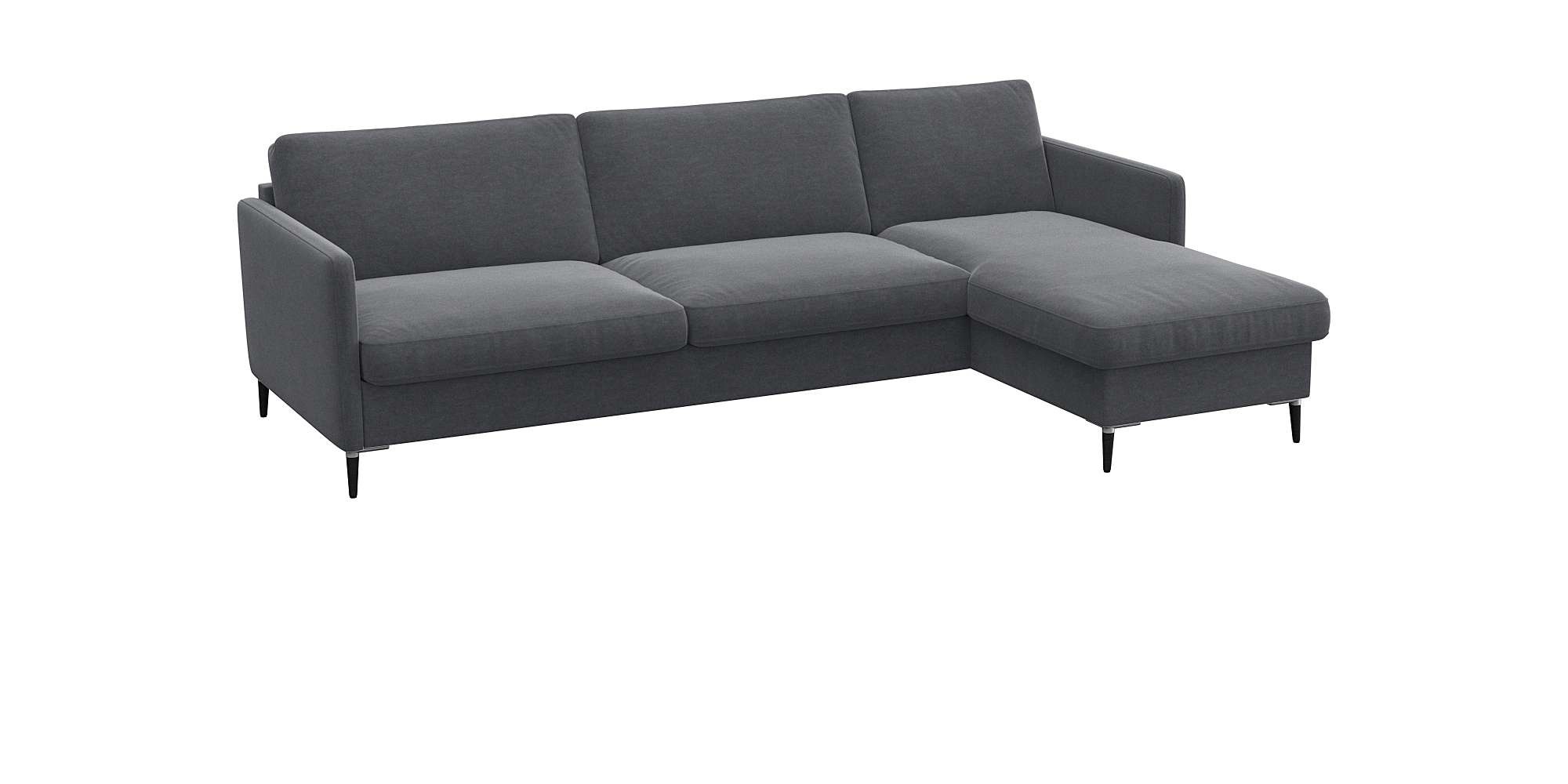 FLEXLUX Ecksofa »Fiore, super Sitzkomfort durch Kaltschaum im Sitz, L-Form«, schmale Armlehnen, Füße Alu+schwarz