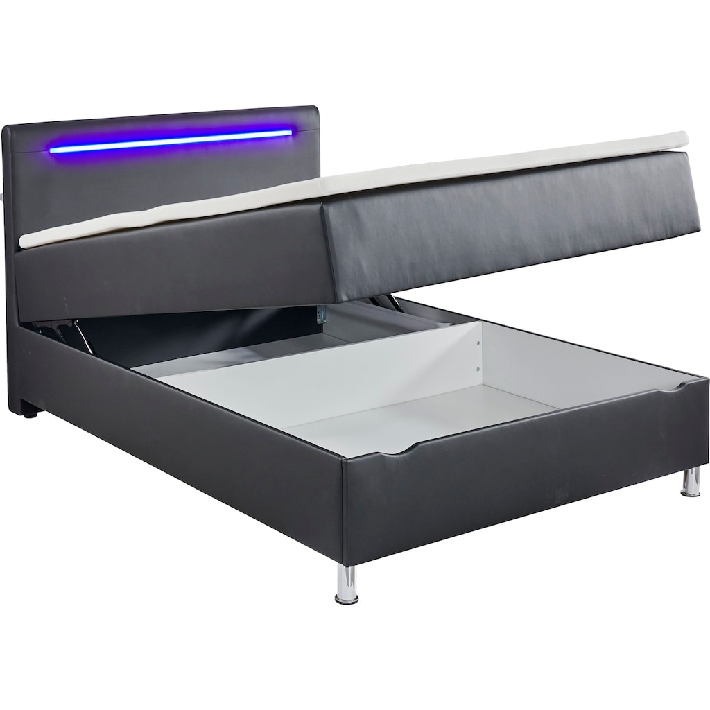 meise.möbel Boxbett Candela, mit LED-Beleuchtung, Bettkasten und Topper