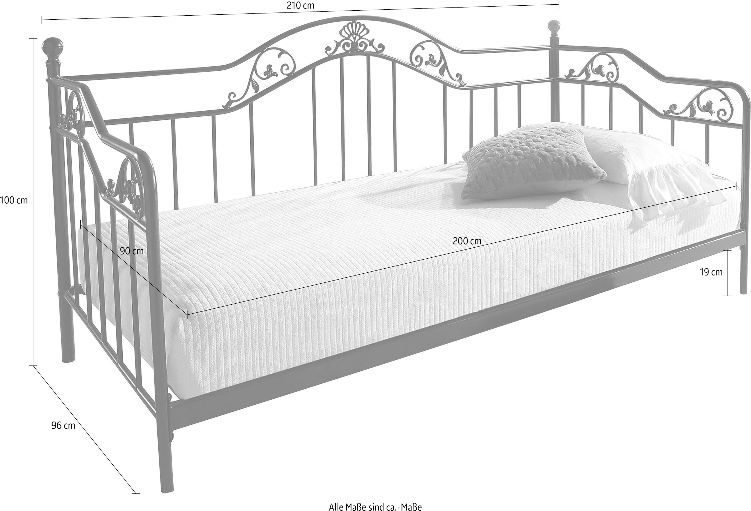 Home affaire Daybett »TOPSELLER!«, mit aufwendigen Verzierungen, inklusive Lattenrost aus Metall