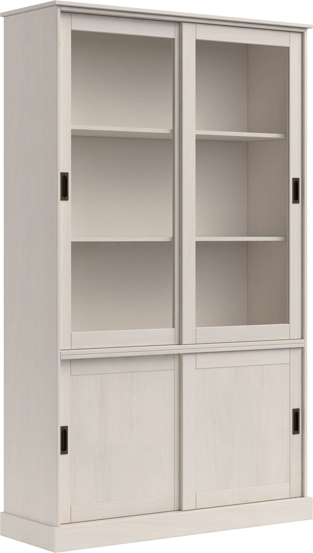 Home affaire Vitrine »Schröder«, mit 2+2 Schiebetüren, aus massivem Kiefernholz, Breite 114 cm