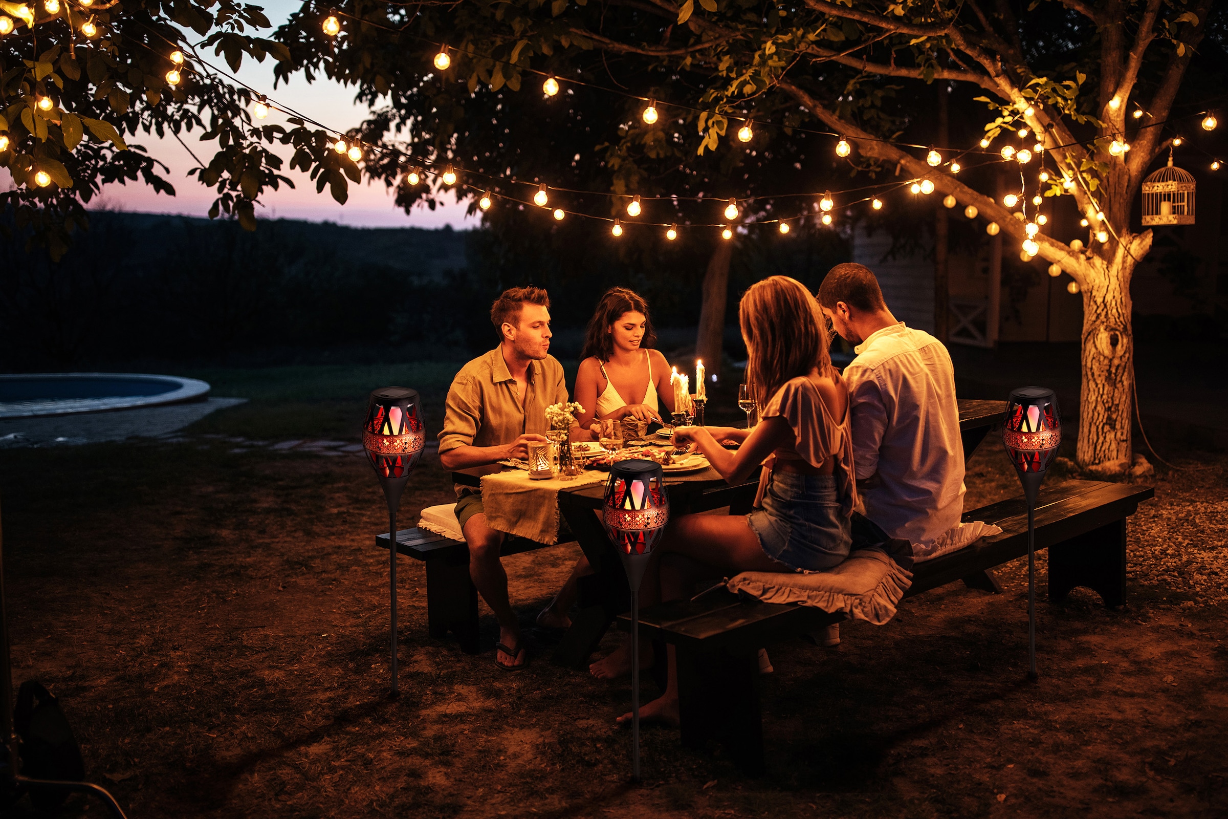 näve LED Gartenfackel »Flame Light«, 1 flammig, LED Solar Deko,incl. 24x LED´s 0,05W,Farbe: rost / schwarz