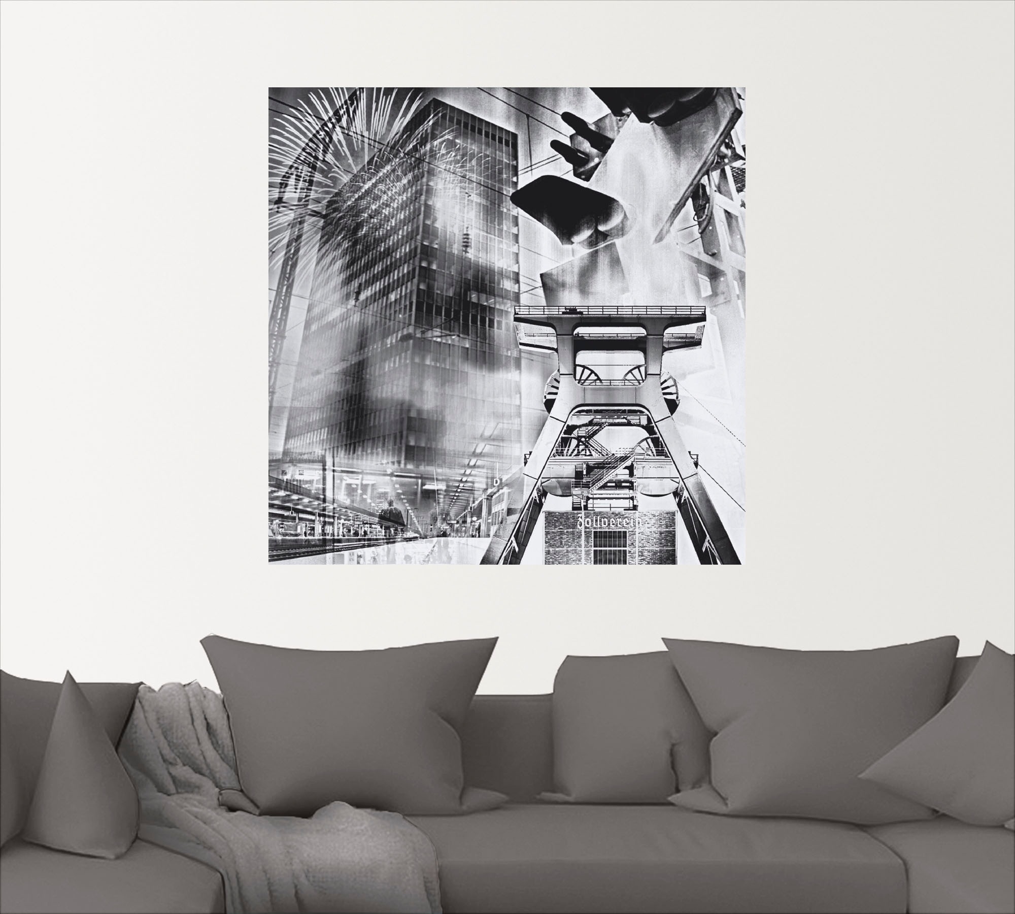 Artland Wandbild »Essen Skyline Abstrakte Collage«, Architektonische Elemente, (1 St.), als Leinwandbild, Poster, Wandaufkleber in verschied. Größen
