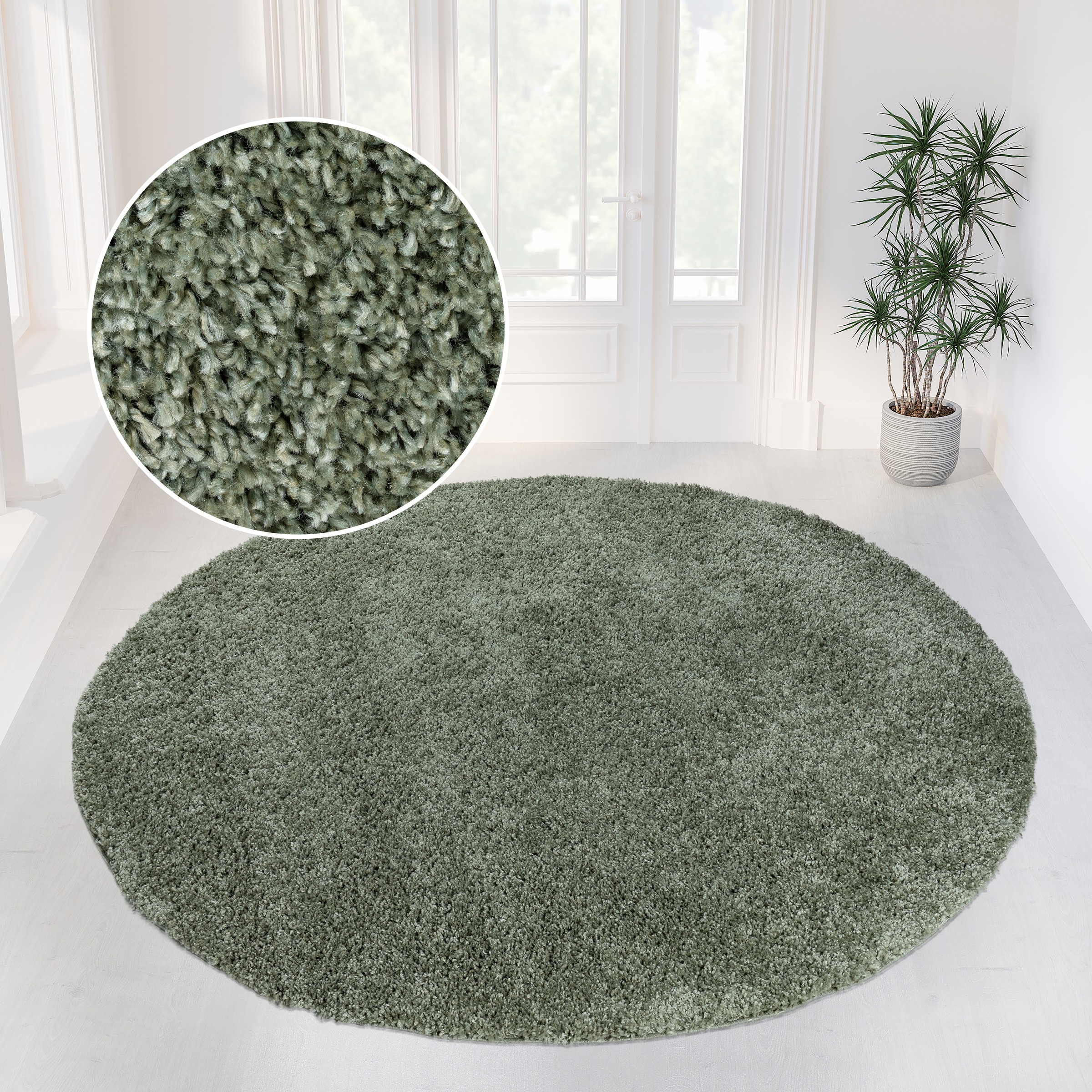 my home Teppich »Shaggy 30« rund 30 mm Höhe Teppich in Uni-Farben, besonder günstig online kaufen