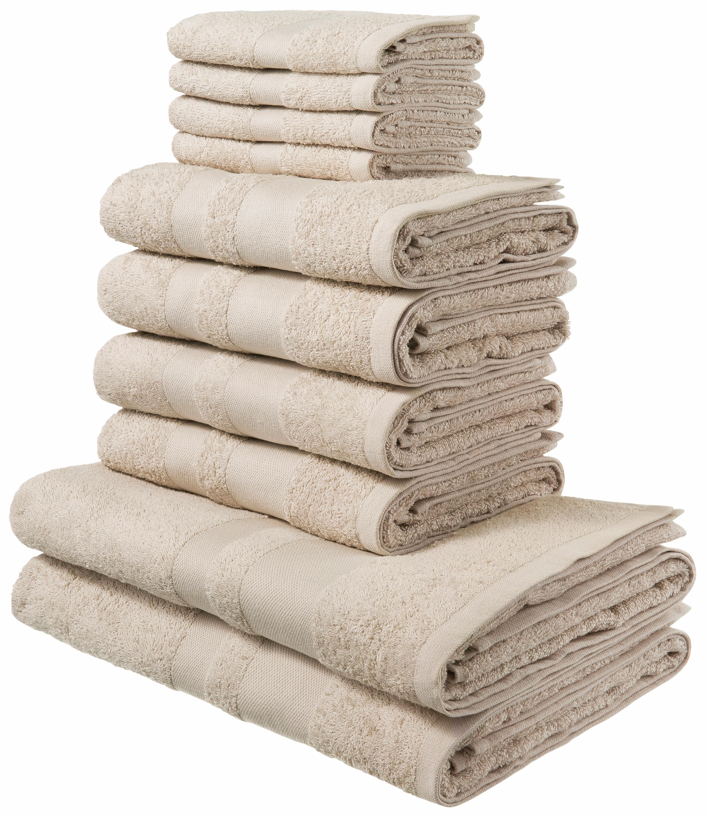 my home Handtuch Walkfrottee, 10 Handtücher Handtuch-Set Set online aus »Vanessa«, kaufen mit einfarbiges 100% Bordüre, Set, tlg., Baumwolle