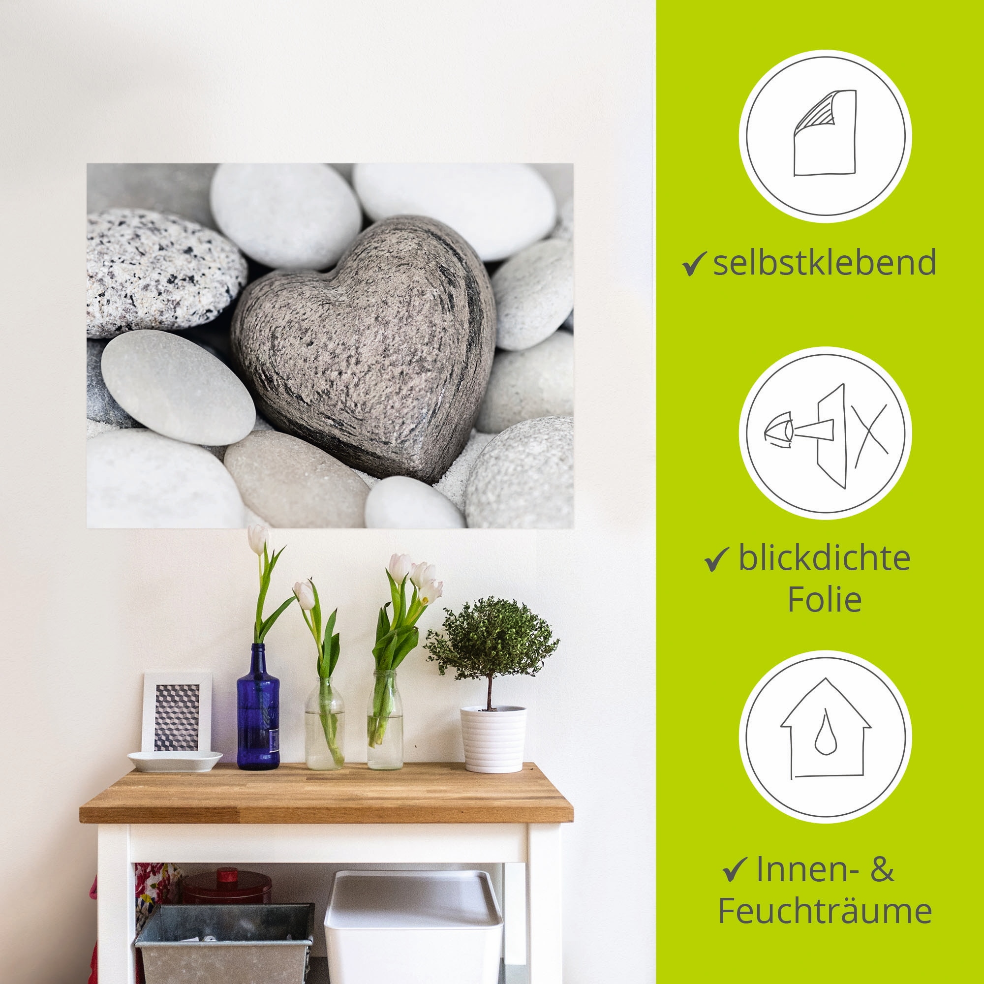 Artland Wandbild »Steinherz«, Zen, (1 St.), als Leinwandbild, Poster, Wandaufkleber in verschied. Größen