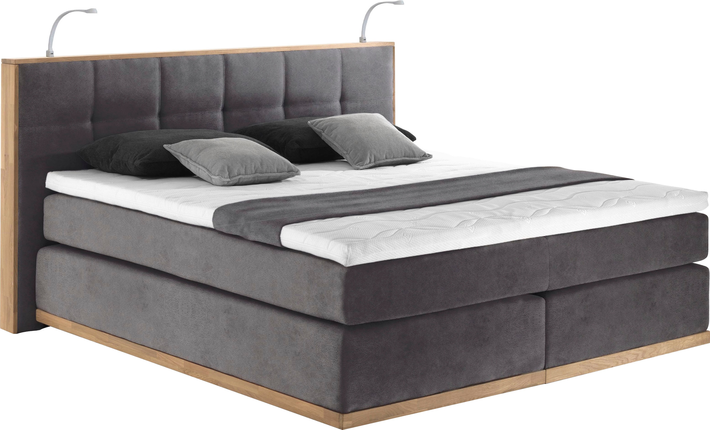 Home affaire Boxspringbett »Vinton« aus Eiche, mit LED-Beleuchtung, verschiedene Härtegrade (auch H4)