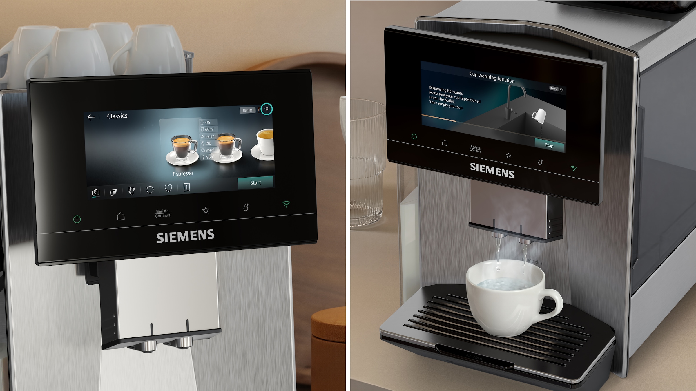 SIEMENS Kaffeevollautomat »TQ923EZ3« farbiges 6.8'' TFT-Display, individuelle Aromaeinstellung, Edelstahl
