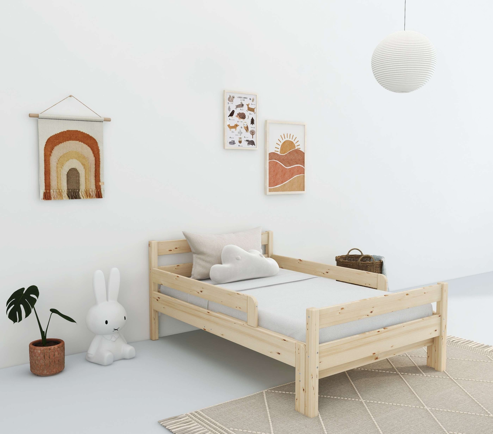 Home affaire Kinderbett »Wenke,  ausziehbar von 140 bis 200 cm, FSC®« 90cm Breite, 140-200cm Liegefläche,  massive Kiefer, mit Lattenrost, zeitlose Optik,  Rausfallschutz