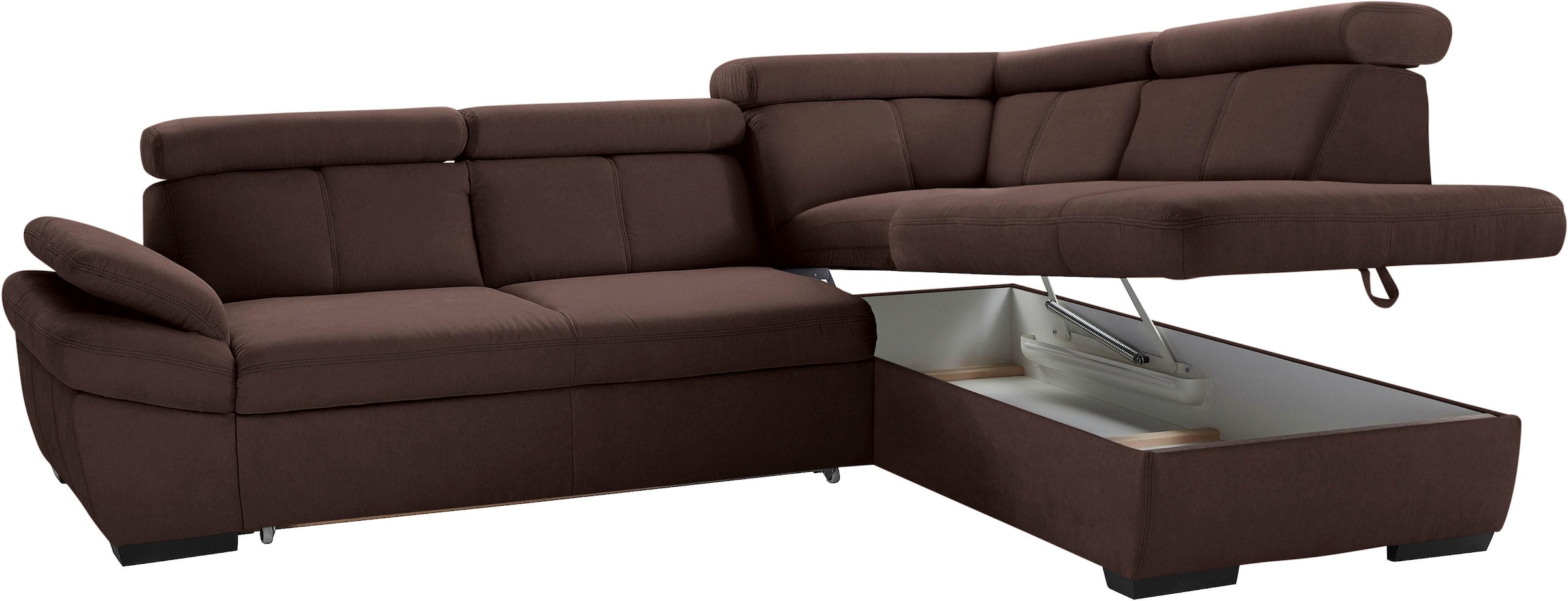 exxpo - sofa fashion Ecksofa »Salerno, klassisch modernes Funktionssofa, hoher Sitzkomfort, L-Form«, inkl. Kopf- und Armteilverstellung, wahlweise mit Bettfunktion