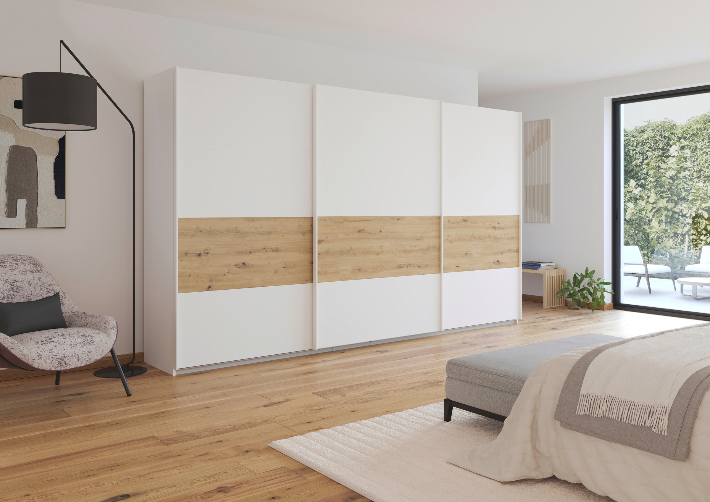 rauch Schwebetürenschrank »Schwebetürenschrank Kleiderschrank Schrank Garderobe CORTONA«, inkl. Inneneinteilung, 2 Stoffboxen und zusätzlichen Einlegeböden