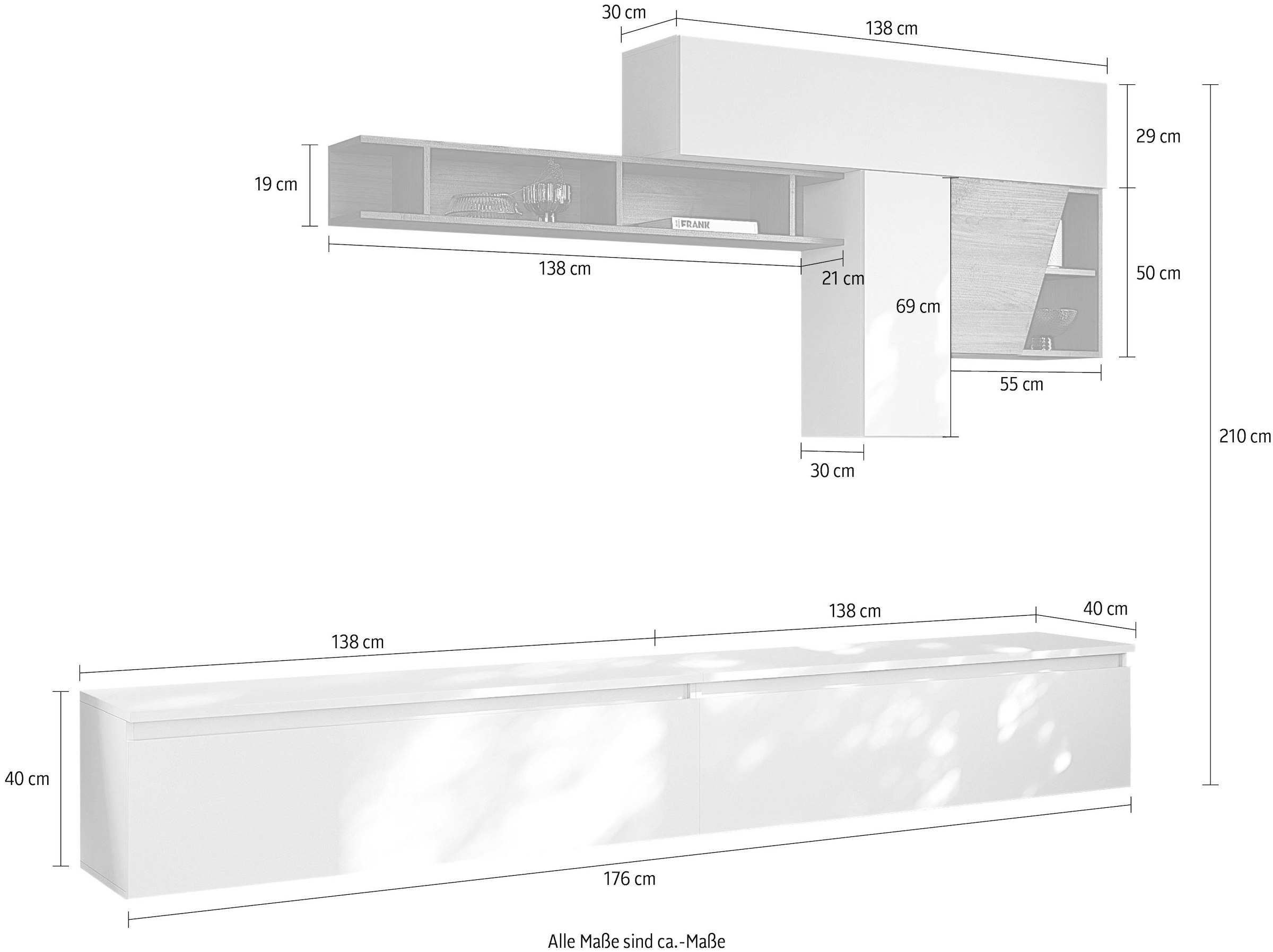 Home affaire Wohnwand »Infinity, 6tlg. Breite 276 cm, moderne Mediawand« 6 Stk. tlg.