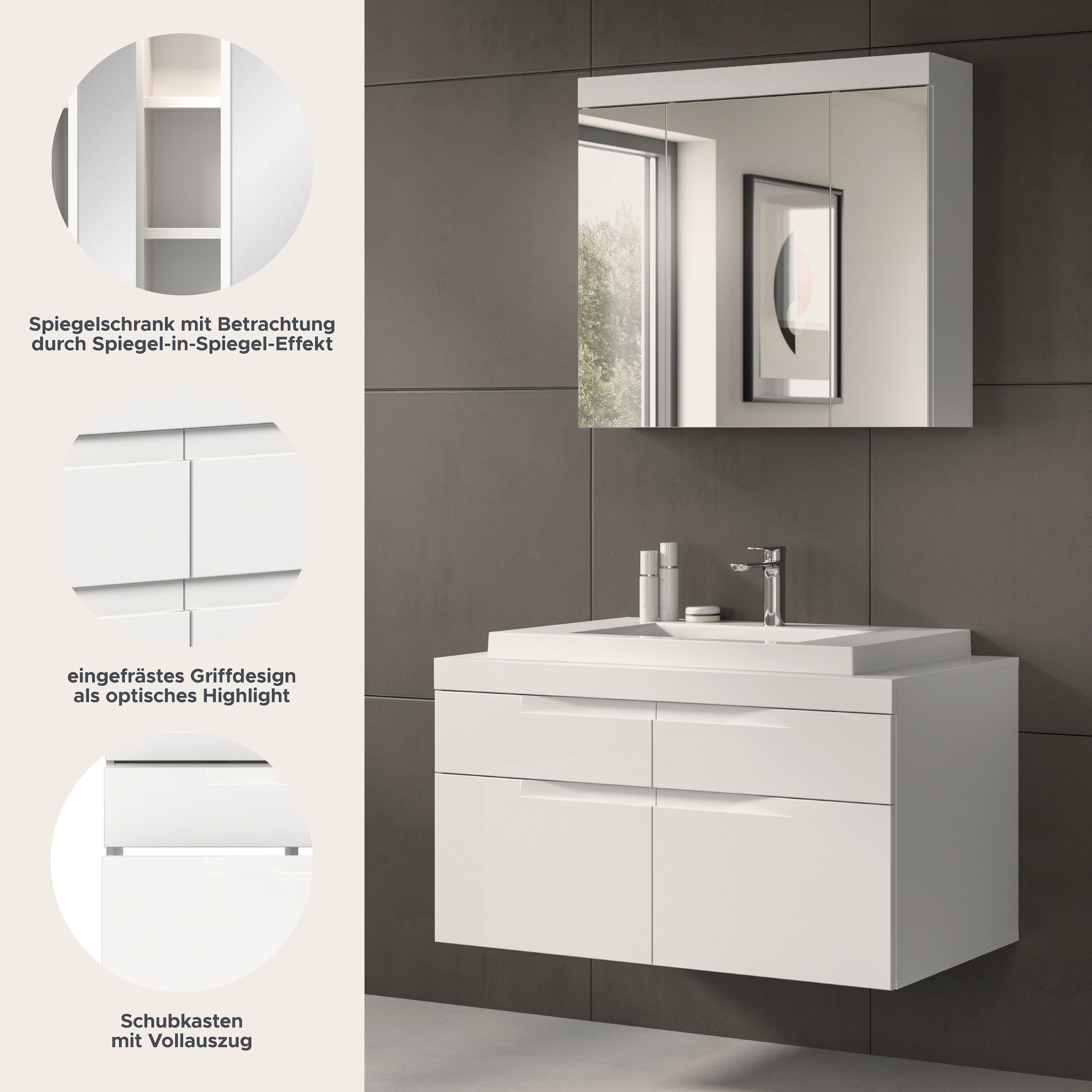 OTTO home Badmöbel-Set »MAOI, 2-teilige Badkombination, hochwertige MDF Front«