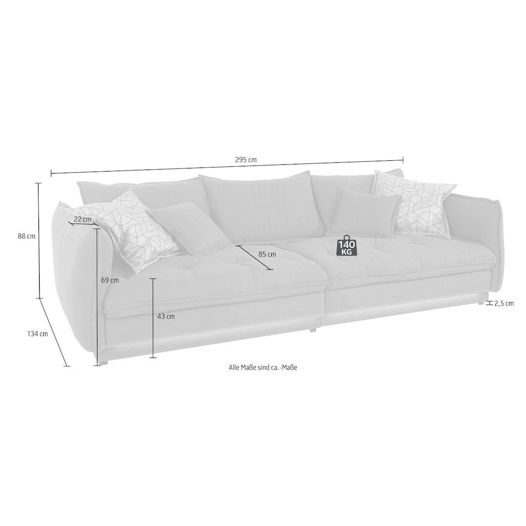 INOSIGN Big-Sofa »Palladio Luxus«, mit besonders hochwertiger Polsterung für bis zu 140 kg pro Sitzfläche, wahlweise LED-Beleuchtung
