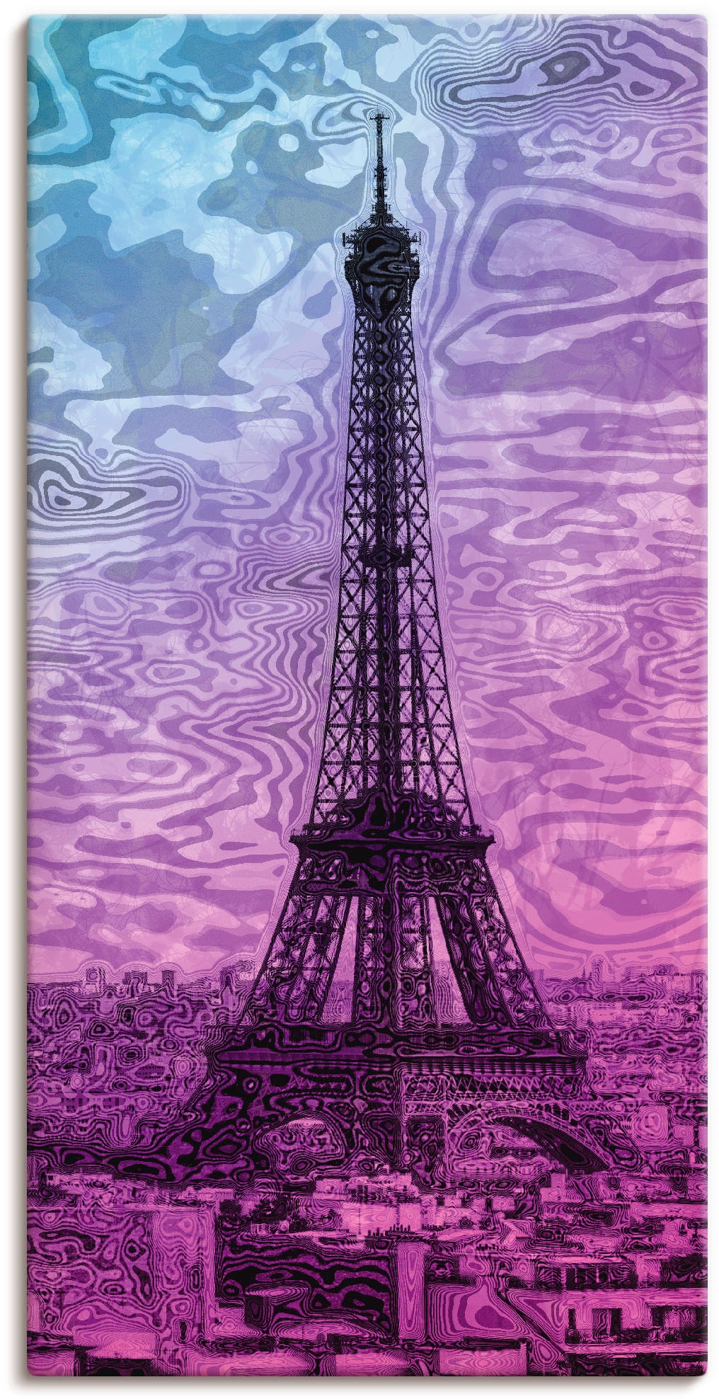 Artland Wandbild »Paris Eiffelturm Lila/Blau«, Gebäude, (1 St.), als Alubil günstig online kaufen