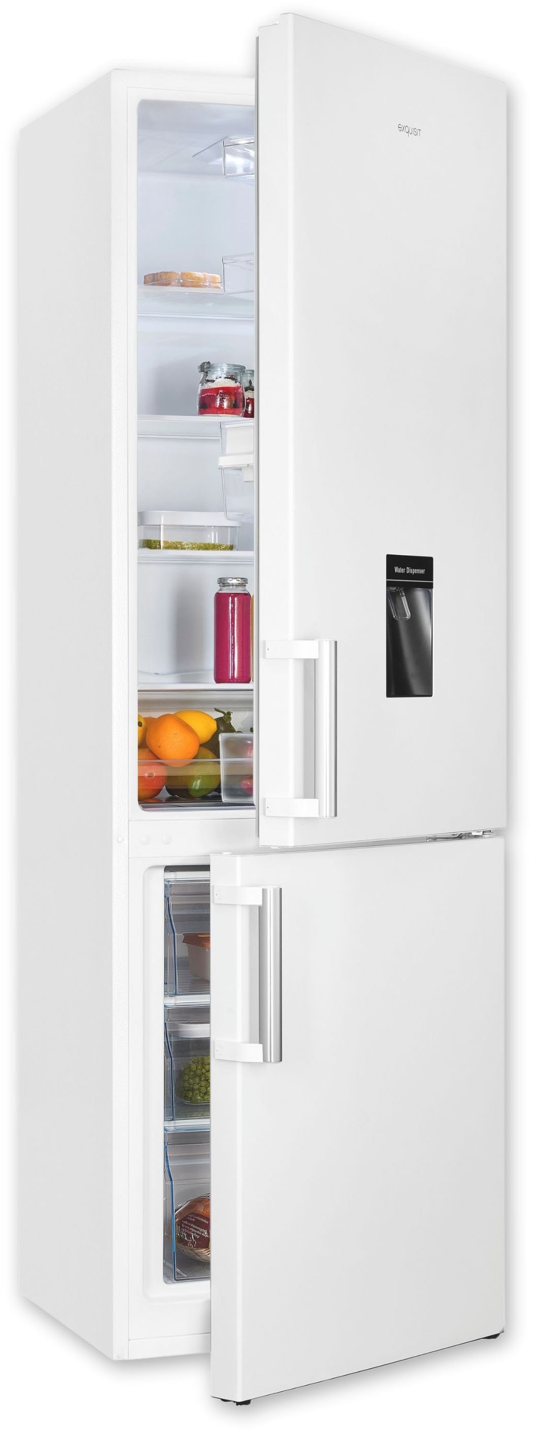 exquisit Kühl-/Gefrierkombination »KGC265-70-H-WS-010E weiss«, Wasserspender