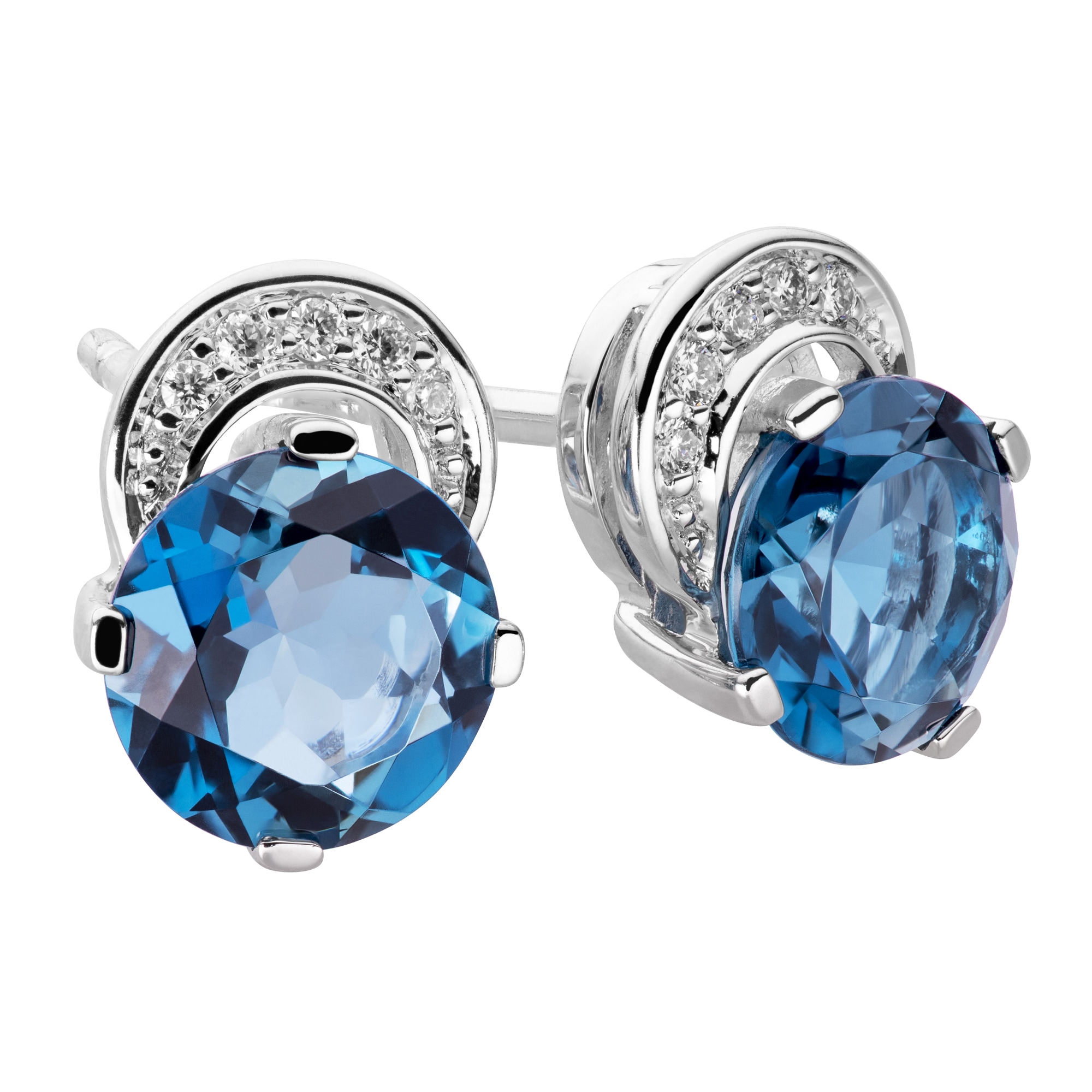Orolino Paar Ohrstecker »Gold 585 mit Blautopas (beh.) 6mm und 10 Brillanten zus. 0,04ct.«