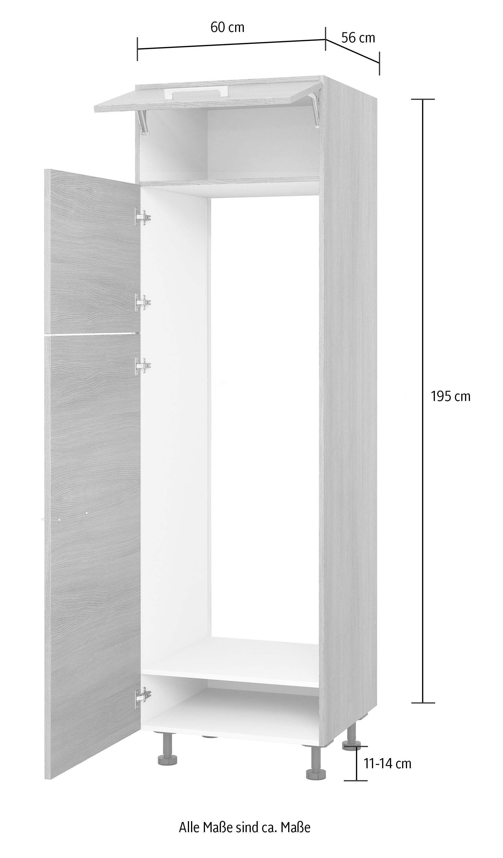 KOCHSTATION Kühlumbauschrank »KS-Trea SKG-195-145«, für integrierte Kühl-Gefrierkombi 145,0 cm, Breite 60 cm, Höhe 195 cm