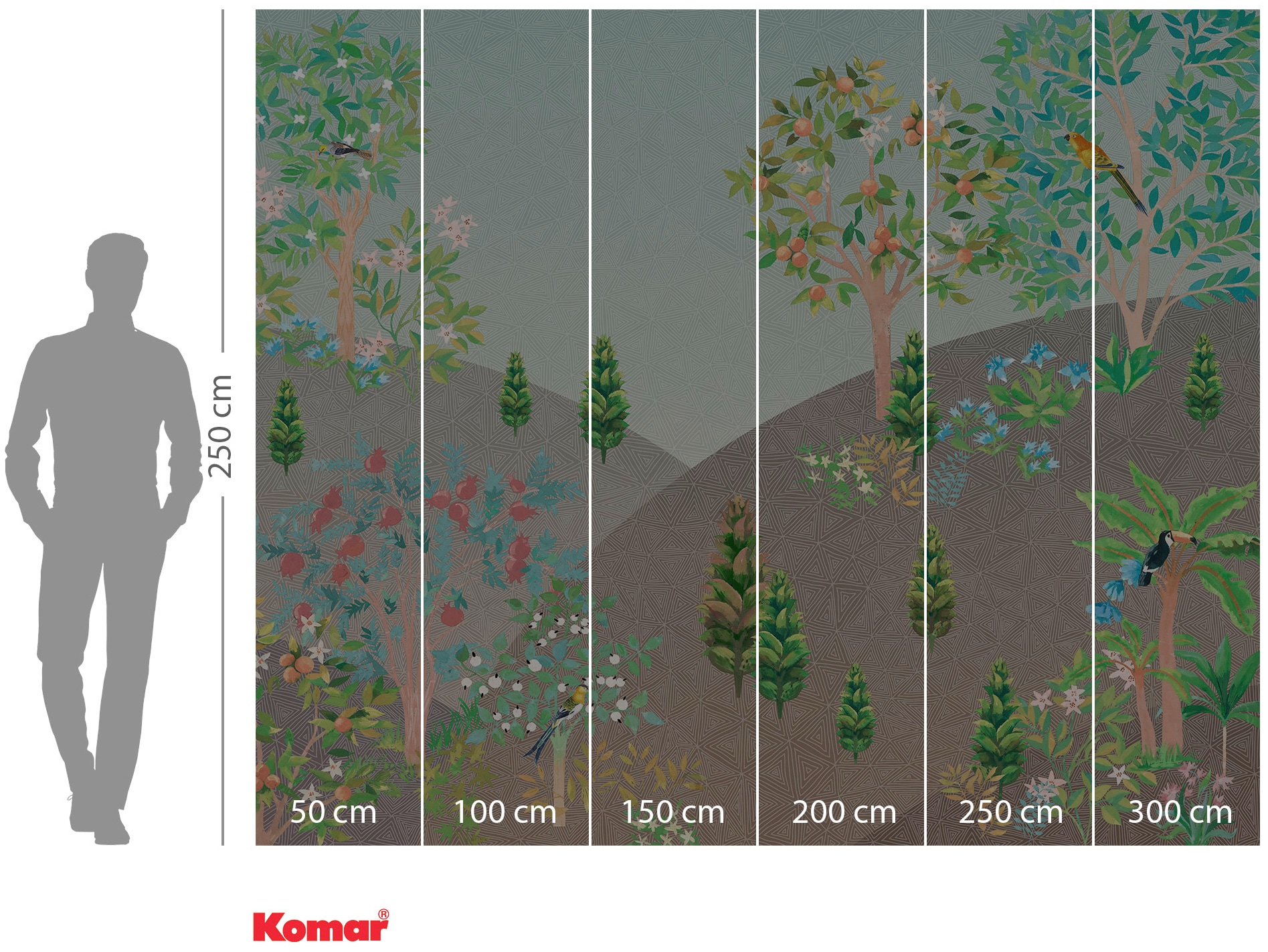 Komar Vliestapete »Digitaldruck Vlies - Persian Garden - Größe 300 x 250 cm«, bedruckt, Wohnzimmer, Schlafzimmer