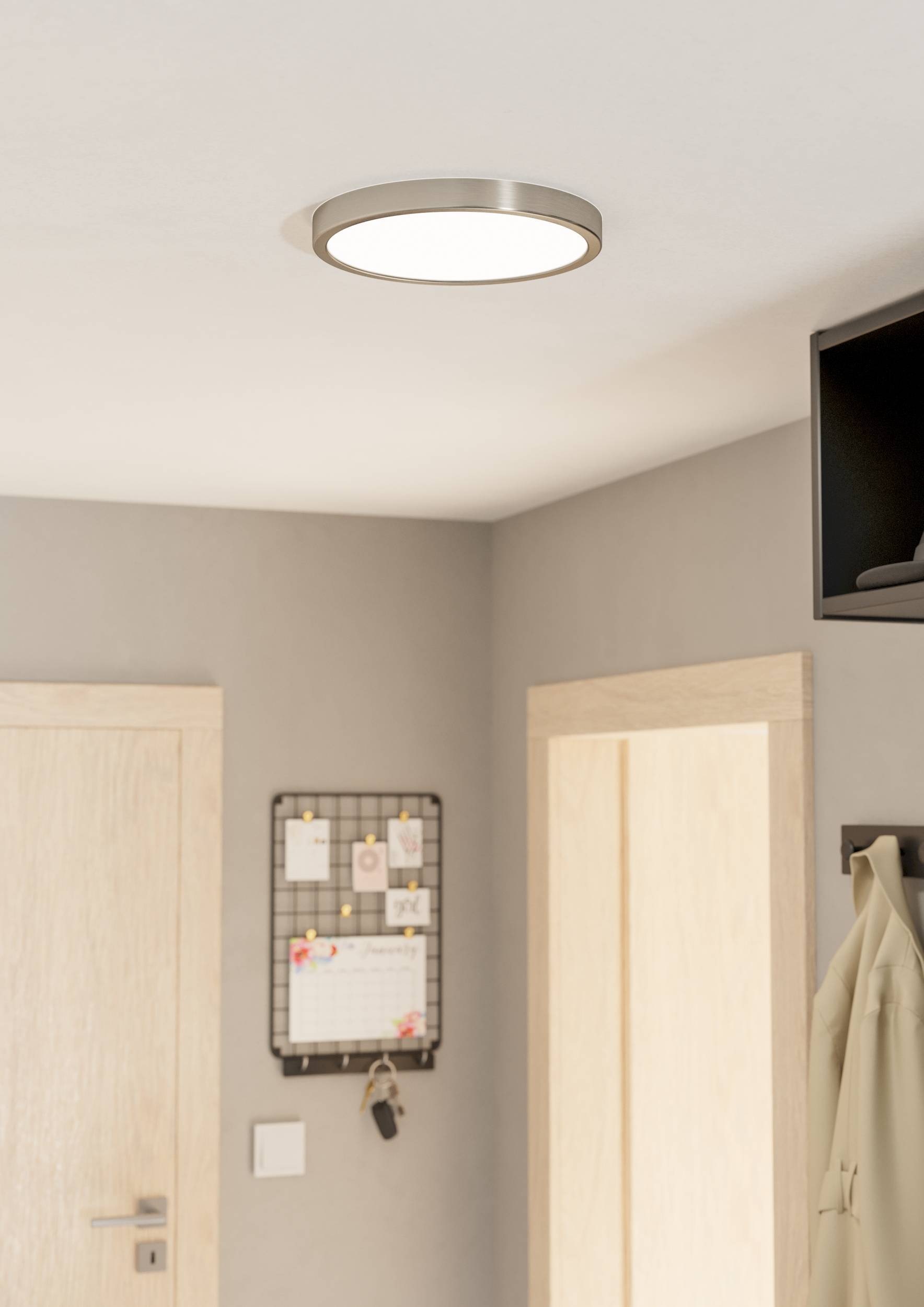 EGLO Aufbauleuchte »Fueva 5 Deckenleuchte, Flurlampe, Wohnzimmerlampe, Nickel-Matt, Lampe« LED-Modul 1 Stk. Warmweiß Ø 28,5 cm, Aufbauleuchte, Deckenlampe, LED Aufbaulampe, Lampe